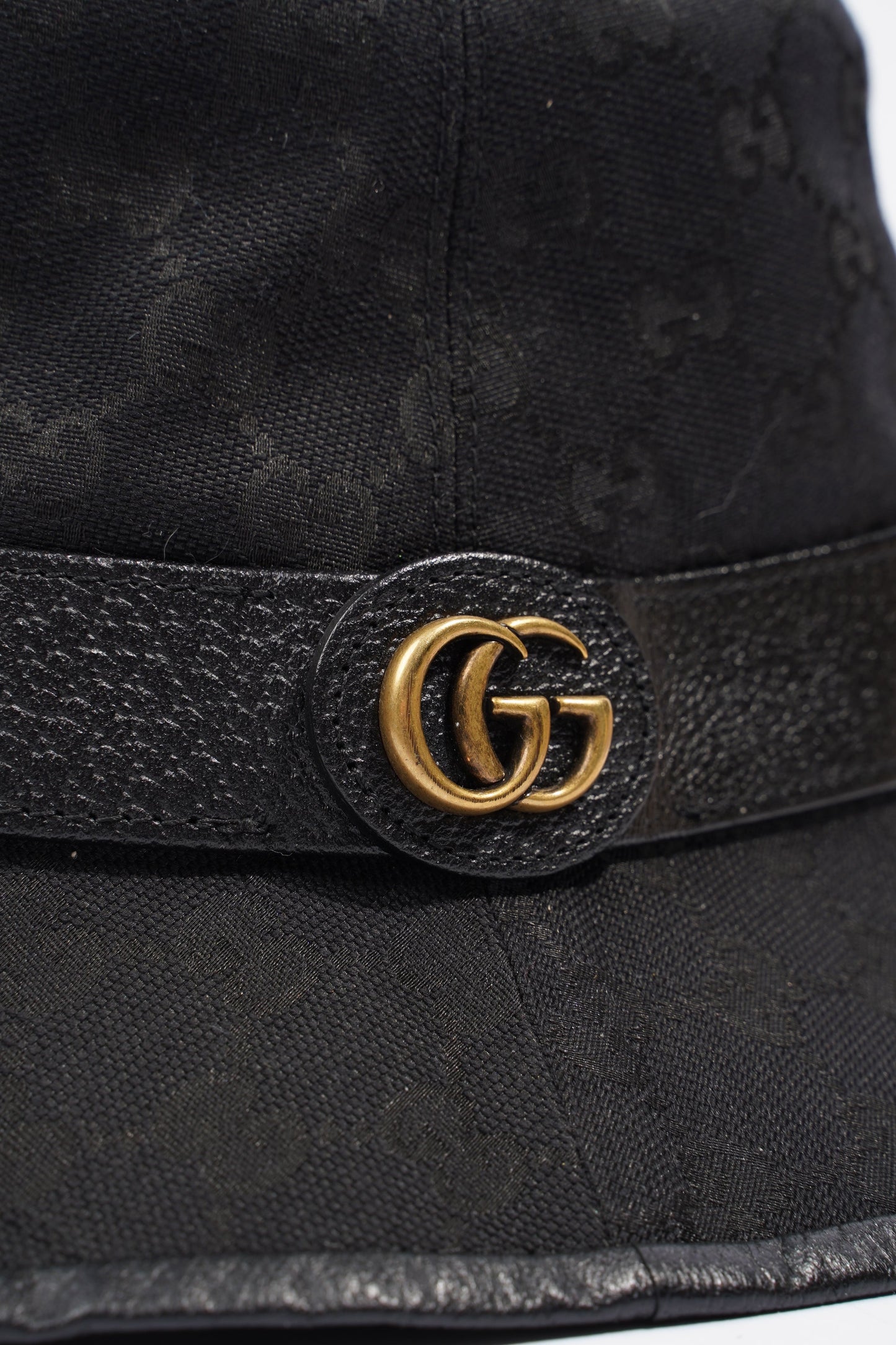 Gucci Monogram Bucket Hat Black Fabric M (58cm)