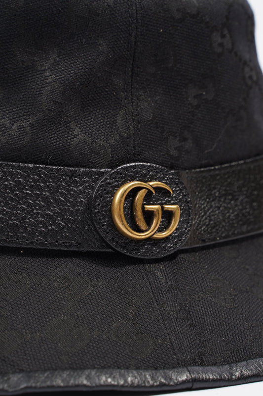 Gucci Monogram Bucket Hat Black Fabric M (58cm)