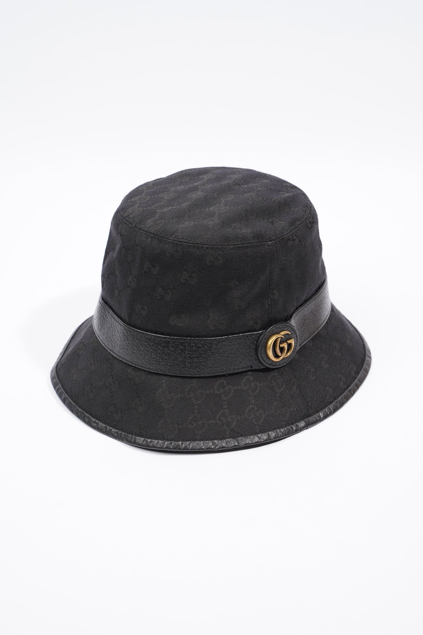 Gucci Monogram Bucket Hat Black Fabric M (58cm)