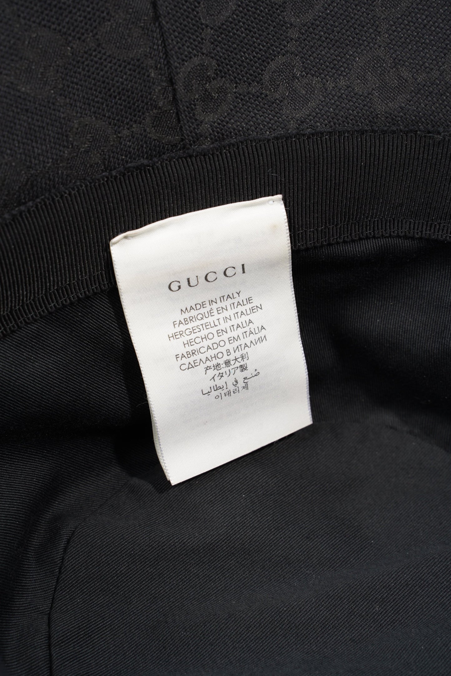 Gucci Monogram Bucket Hat Black Fabric M (58cm)