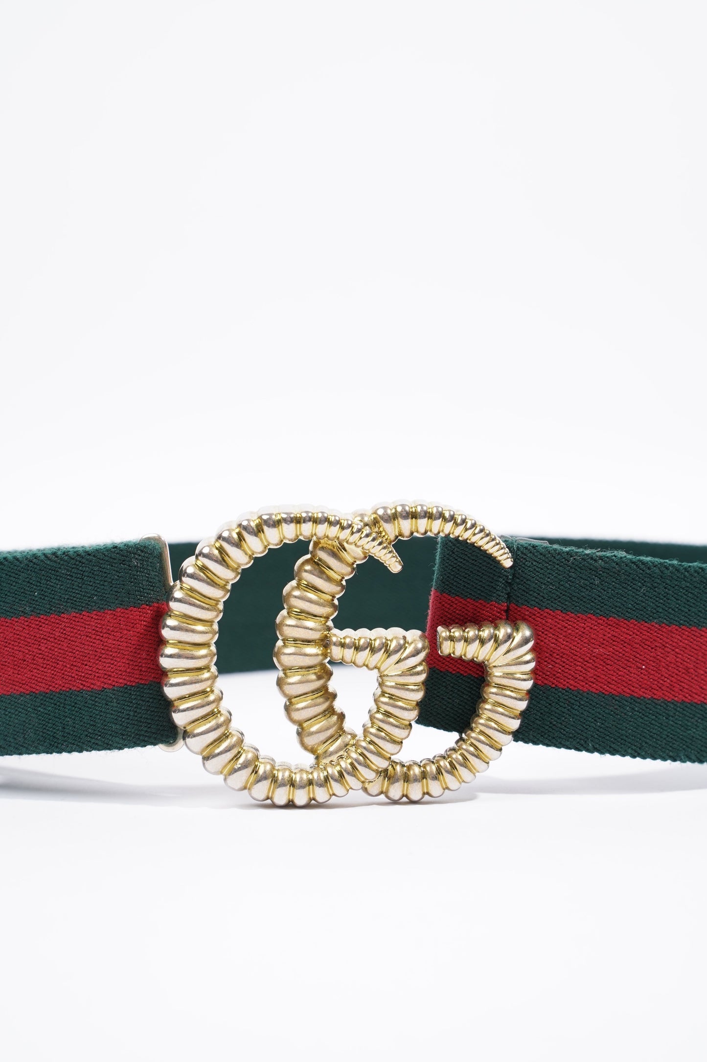Gucci Elastic Torchon Double G Buckle Belt Red / Green Elastic 70cm 28"