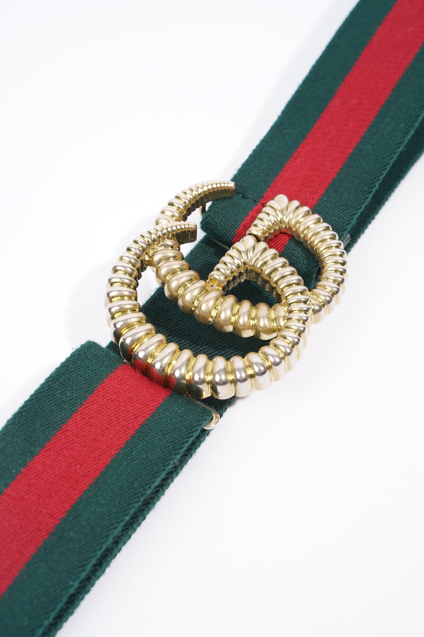 Gucci Elastic Torchon Double G Buckle Belt Red / Green Elastic 70cm 28"