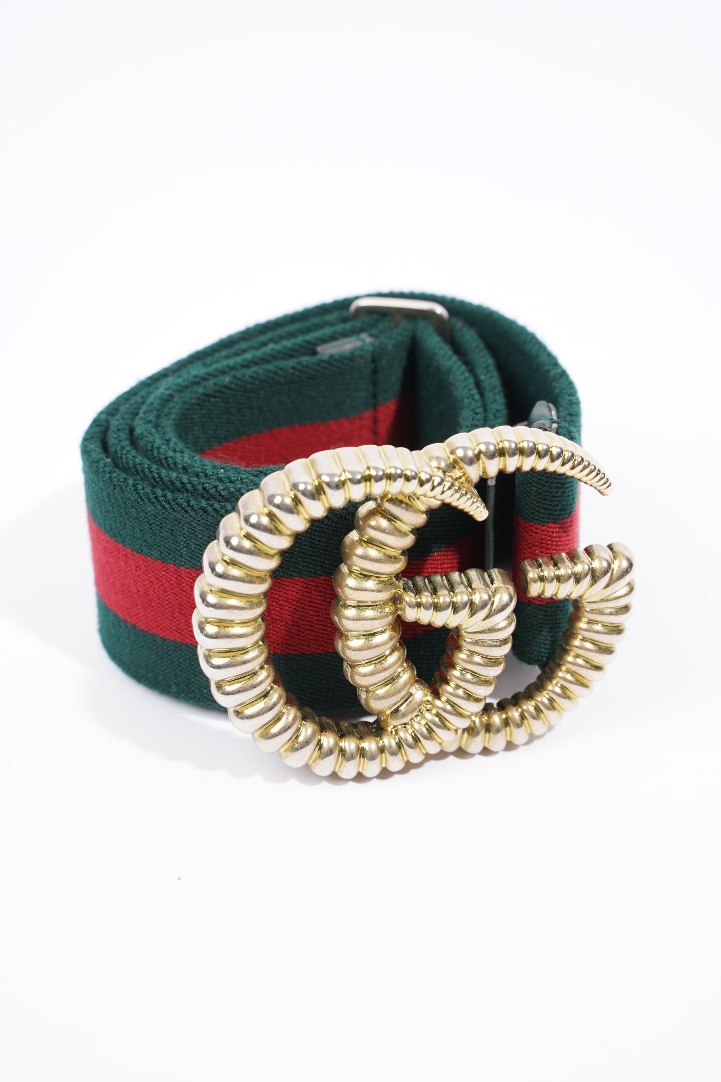 Gucci Elastic Torchon Double G Buckle Belt Red / Green Elastic 70cm 28"