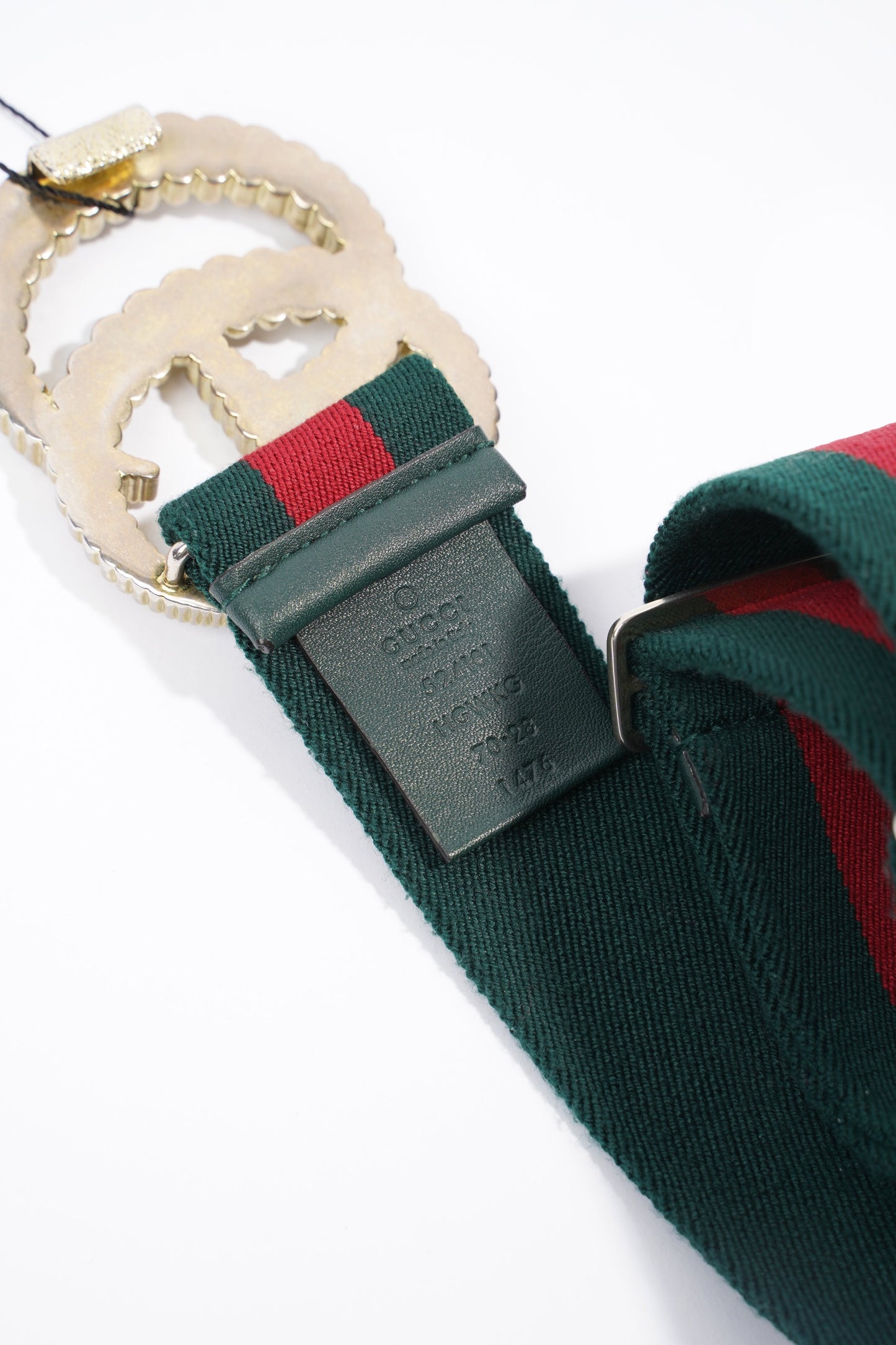 Gucci Elastic Torchon Double G Buckle Belt Red / Green Elastic 70cm 28"