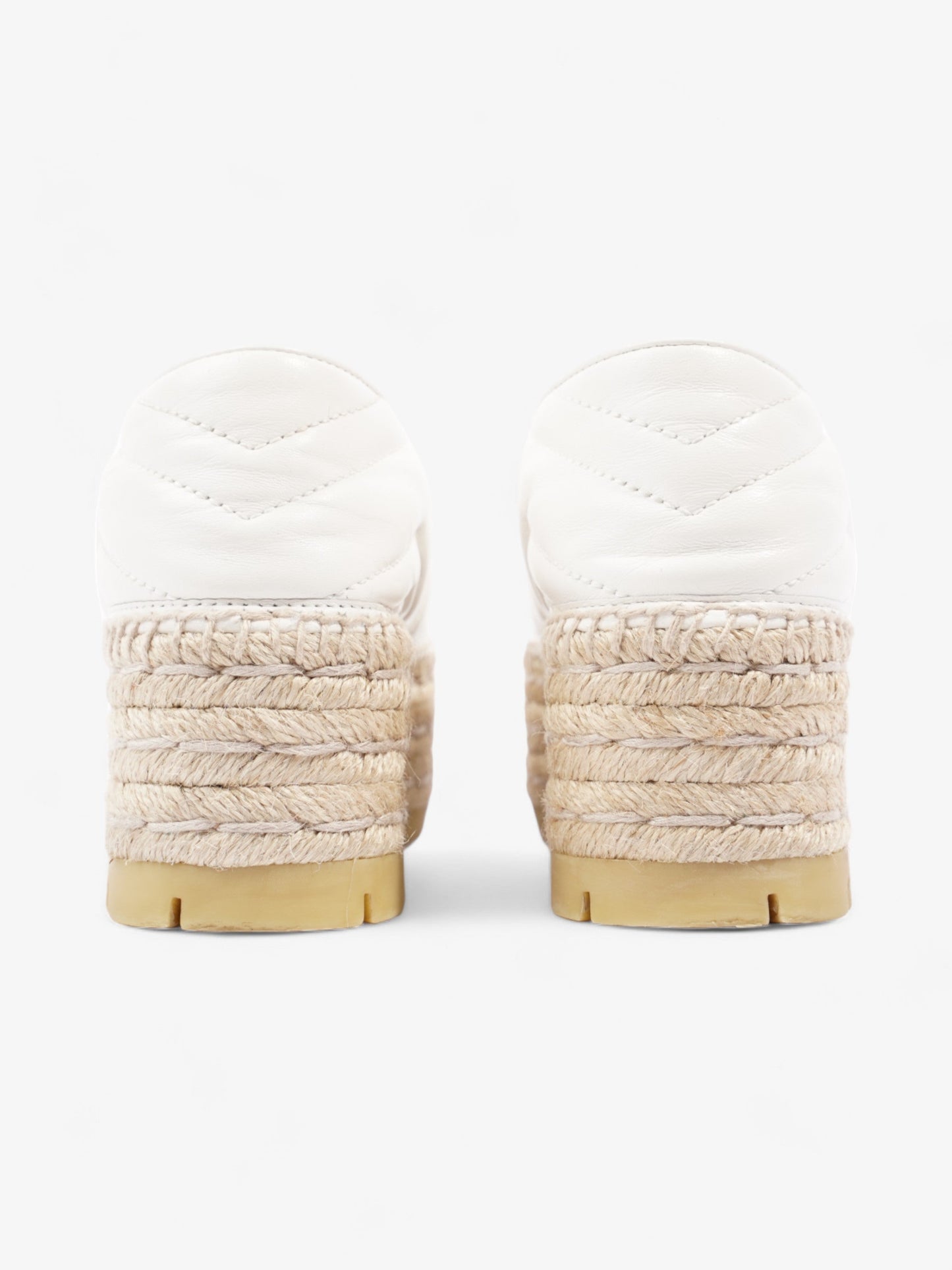 Gucci GG Marmont Platform Espadrille White / Gold Nappa Leather EU 36.5 UK 3.5