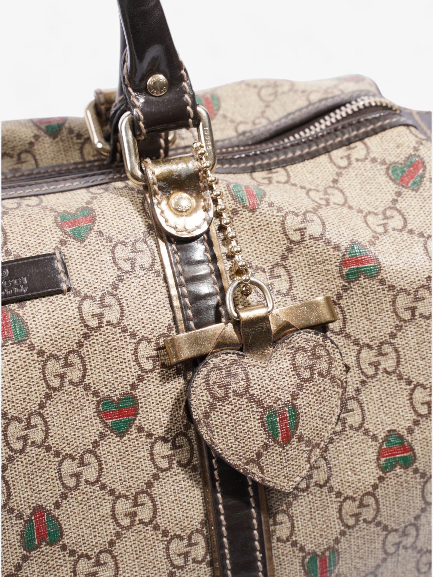Gucci Boston Bag GG Supreme / Red / Green Coated Canvas