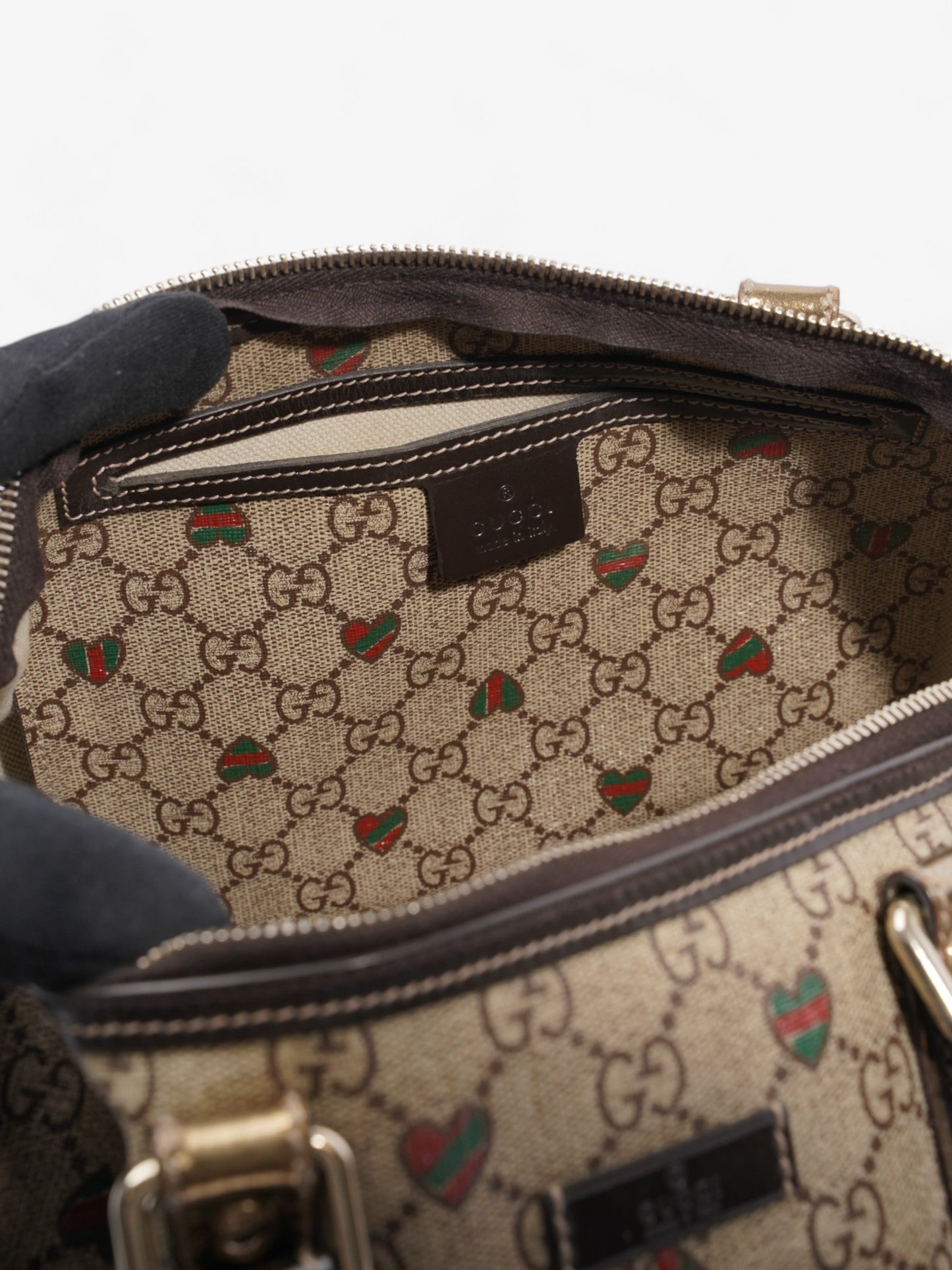 Gucci Boston Bag GG Supreme / Red / Green Coated Canvas
