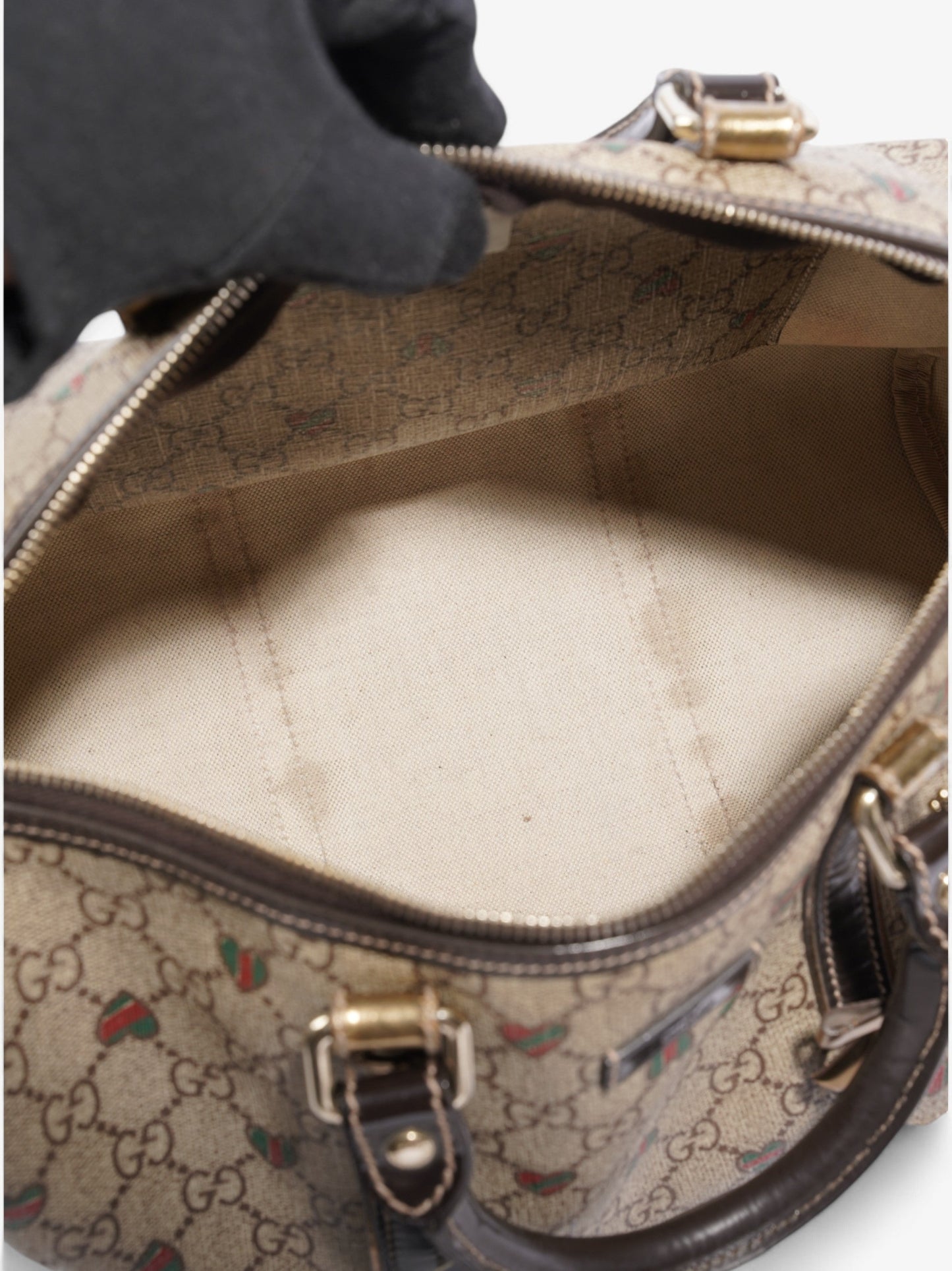 Gucci Boston Bag GG Supreme / Red / Green Coated Canvas