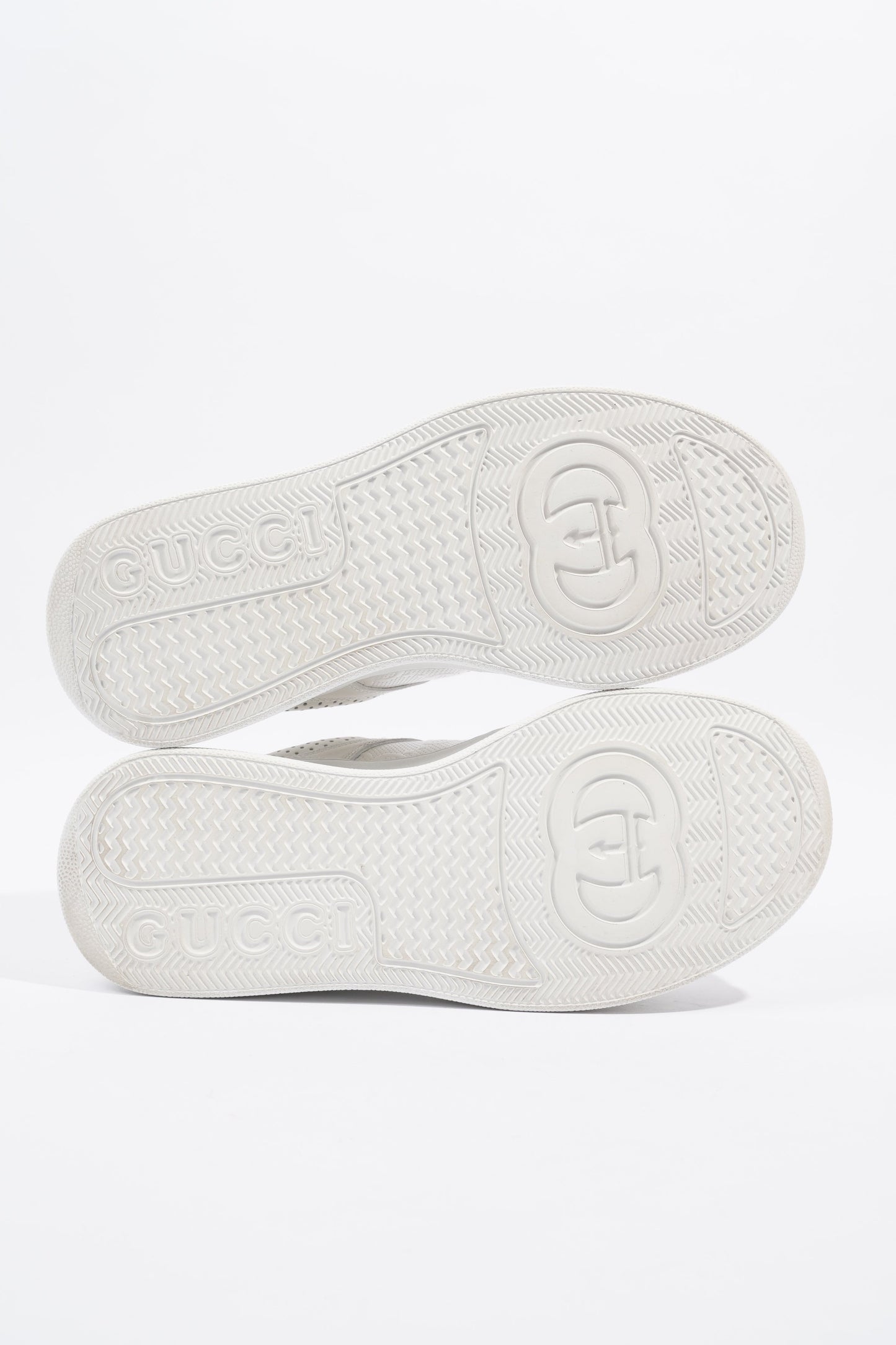Gucci GG Logo  White Embossed Leather EU 38.5 UK 5.5