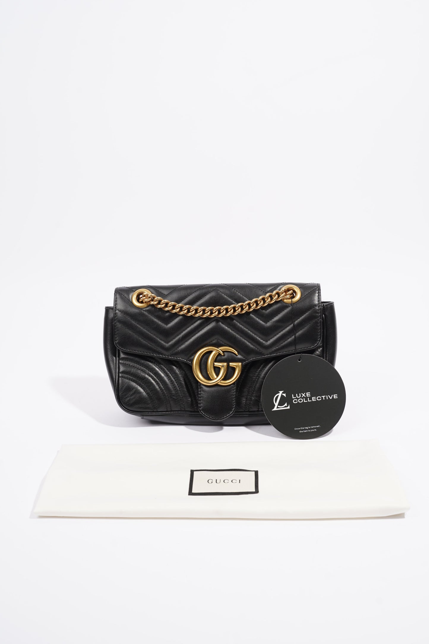 Gucci Marmont Flap Black Matelasse Leather Small
