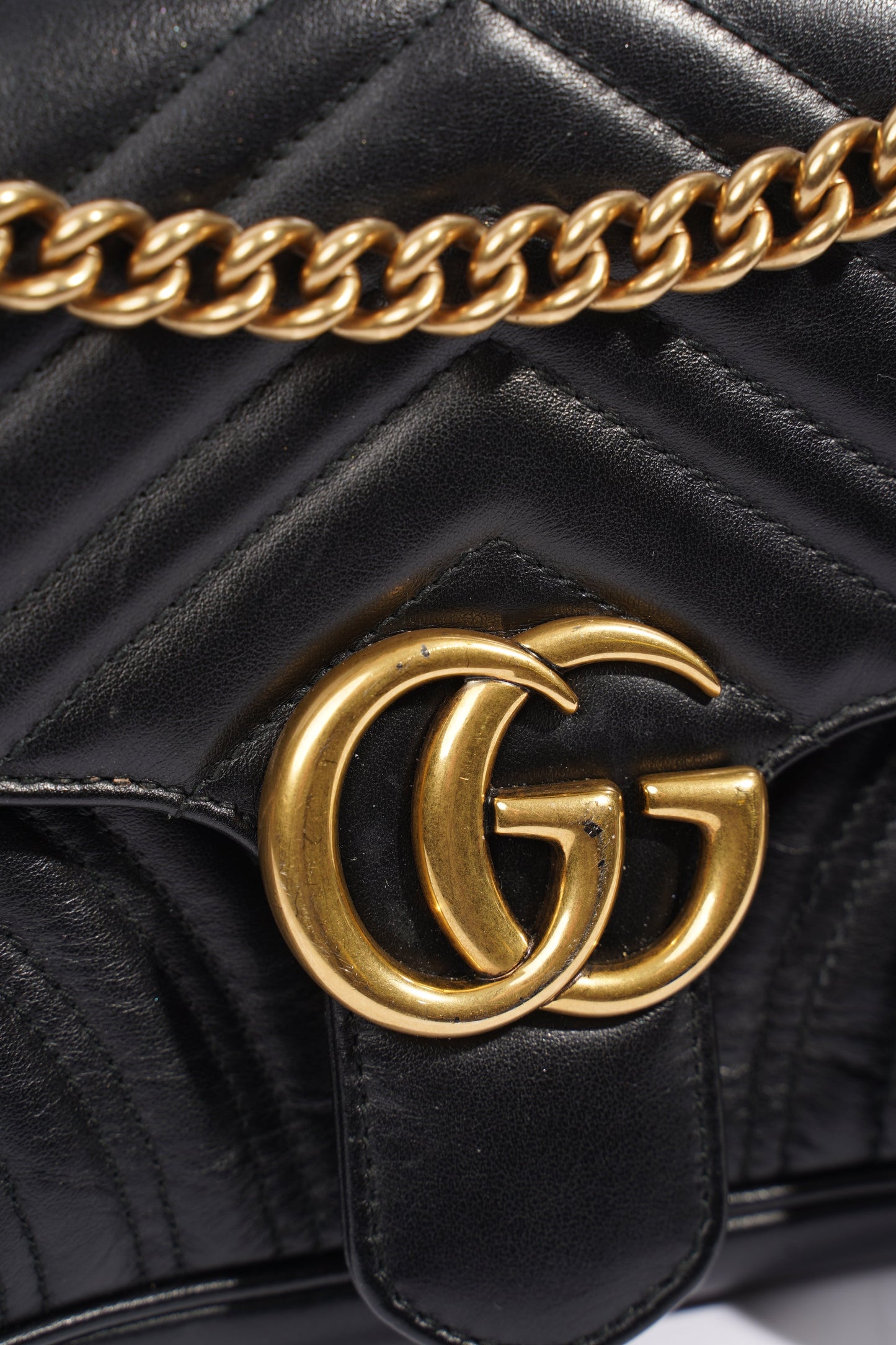 Gucci Marmont Flap Black Matelasse Leather Small