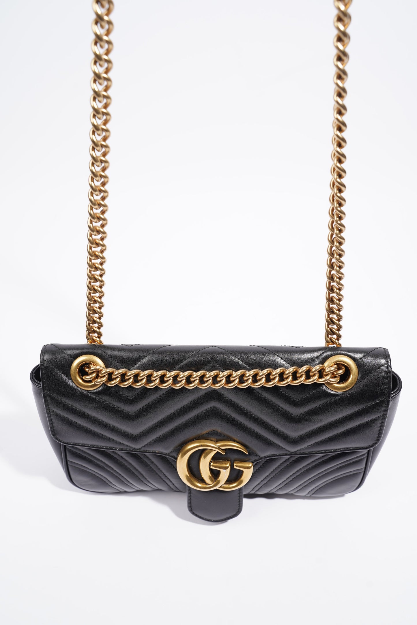 Gucci Marmont Flap Black Matelasse Leather Small