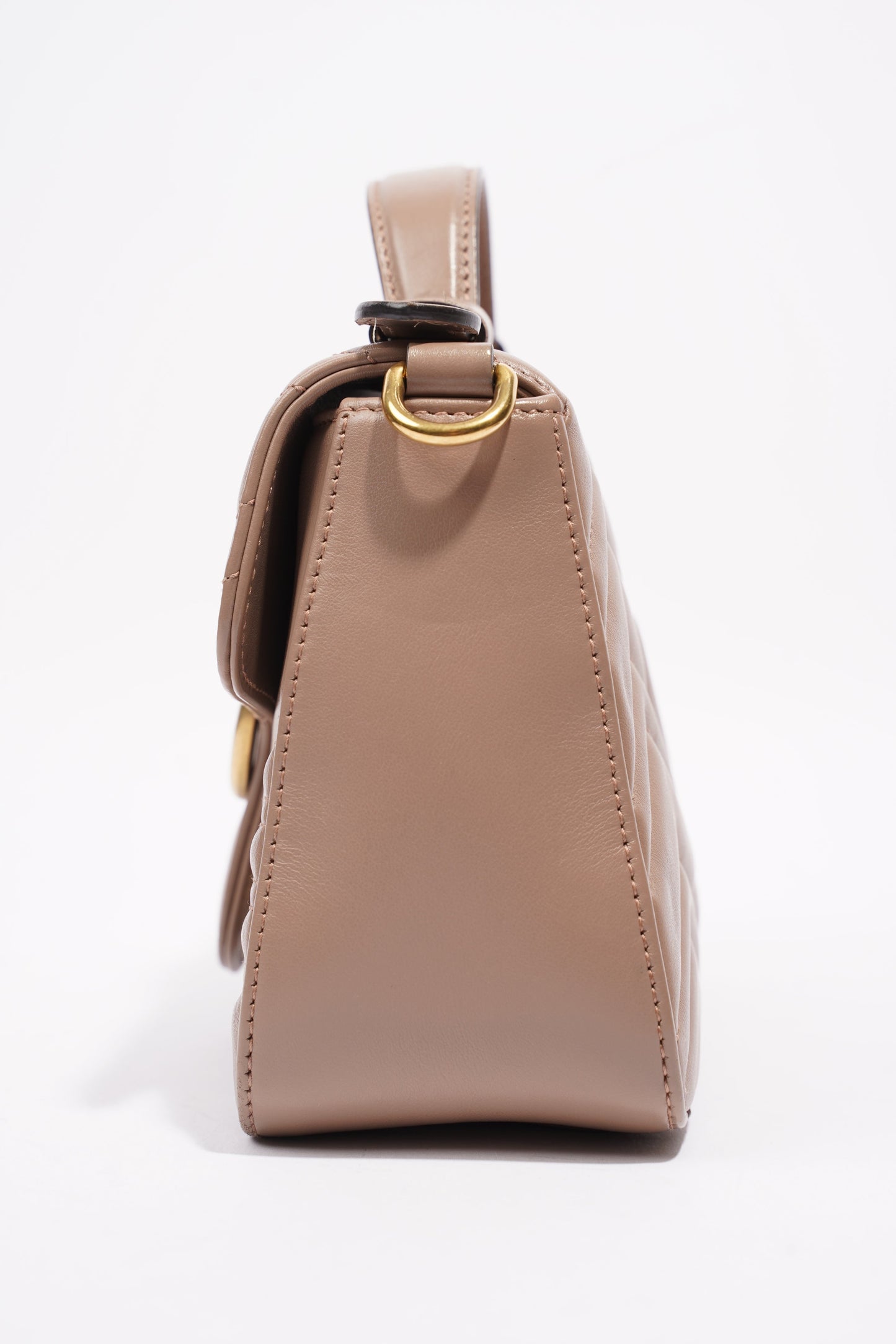 Gucci GG Marmont Top Handle Flap Bag Mauve Leather Mini