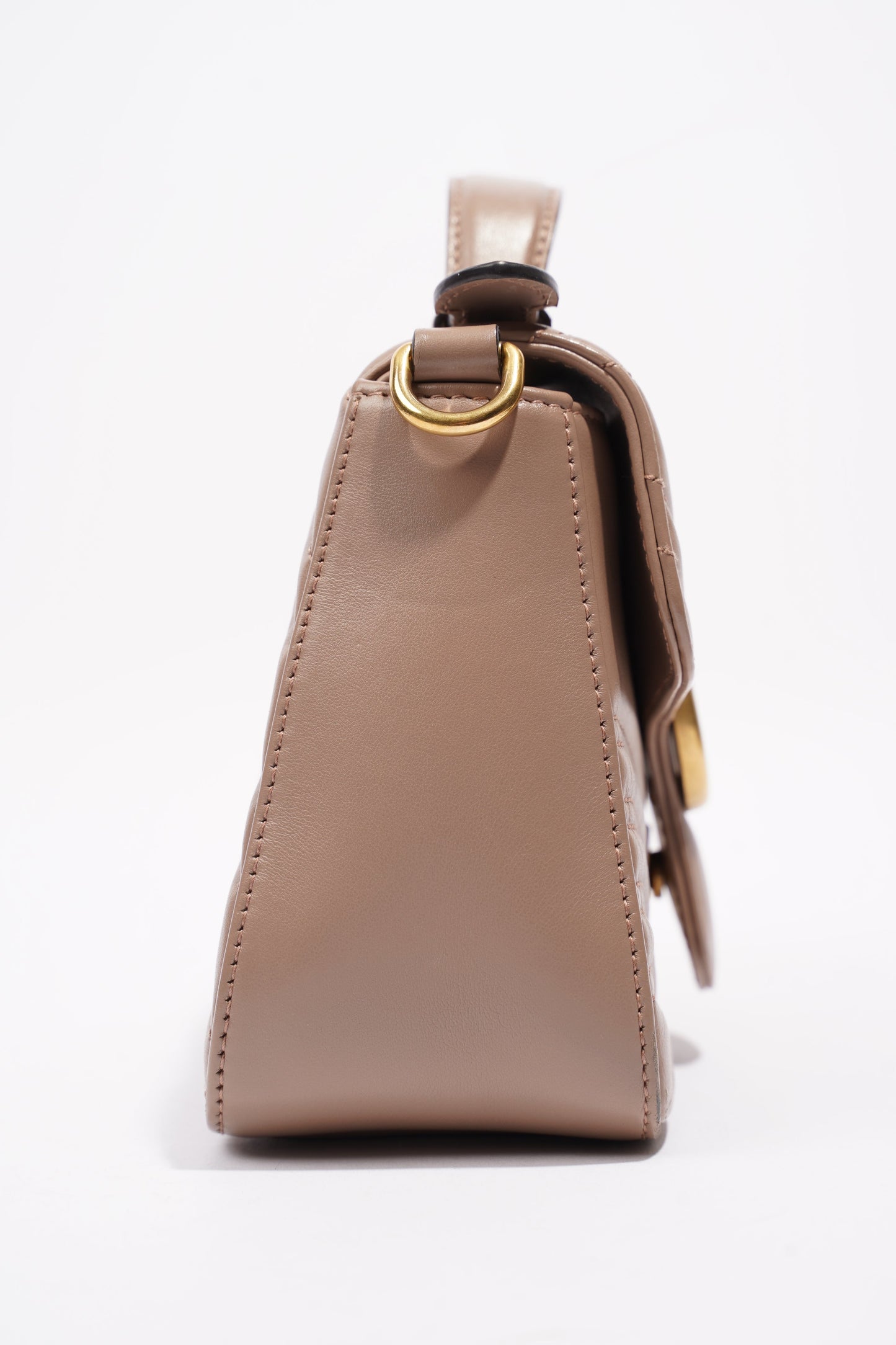 Gucci GG Marmont Top Handle Flap Bag Mauve Leather Mini