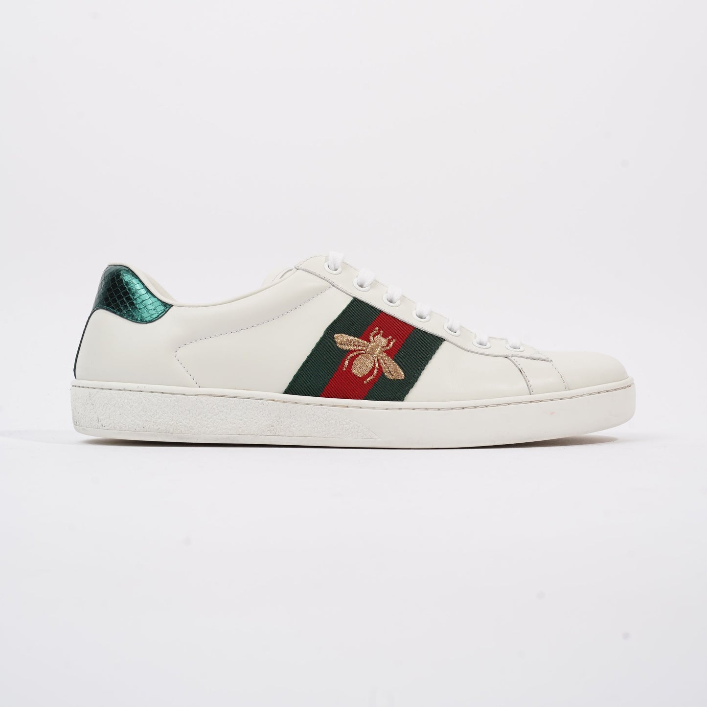 Gucci Ace Embroidered Bee White / Red / Green Leather EU 42 UK 8