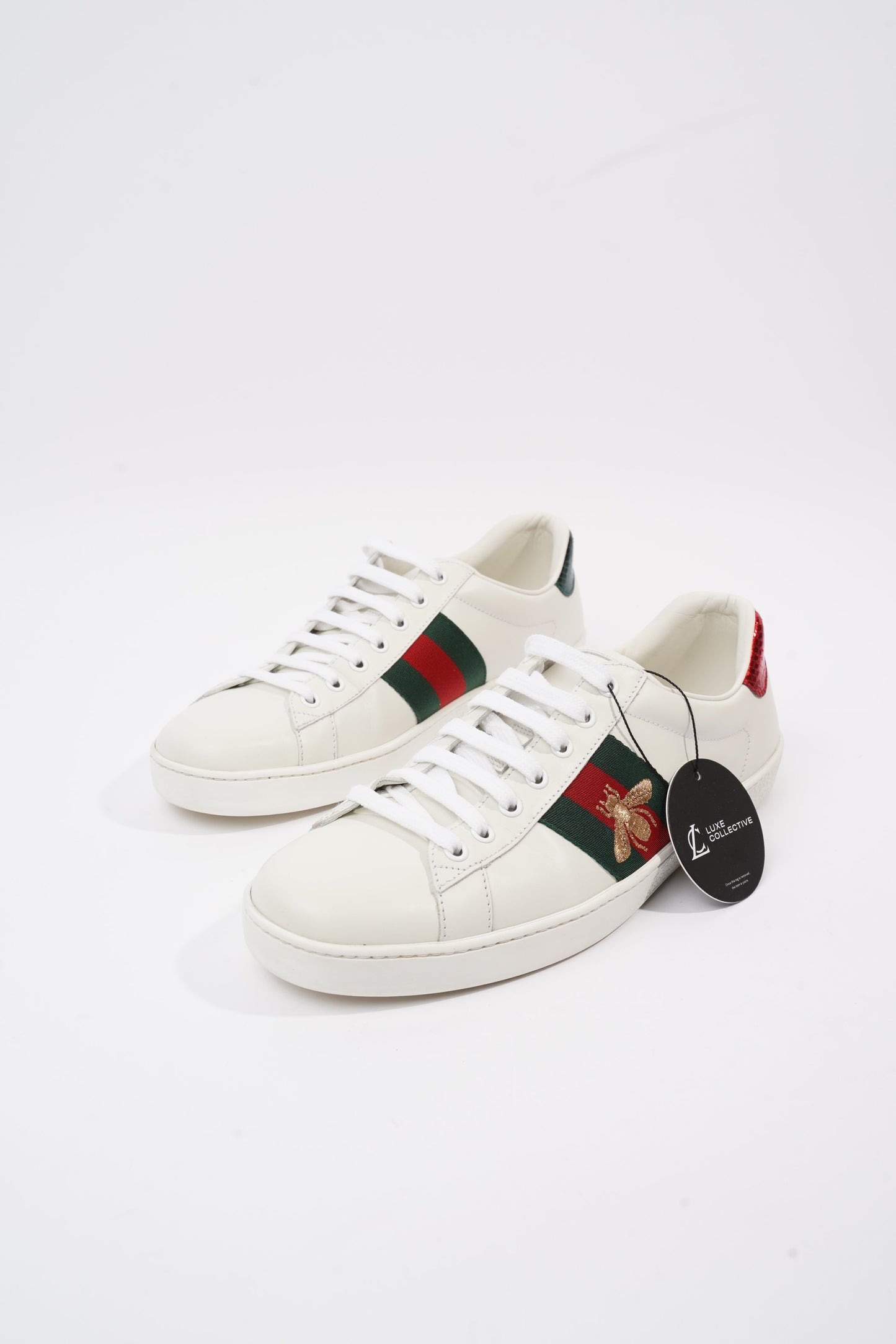 Gucci Ace Embroidered Bee White / Red / Green Leather EU 42 UK 8