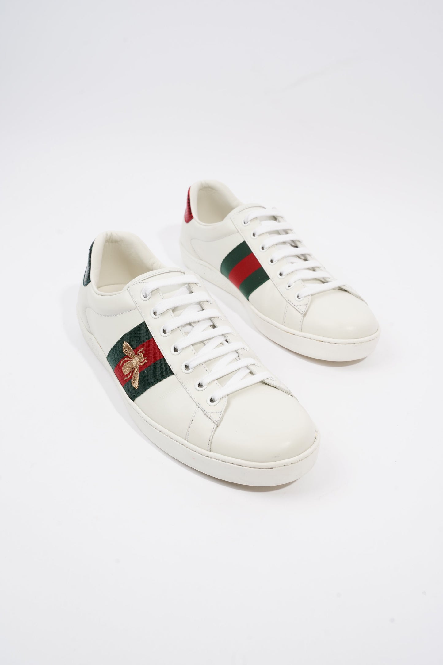 Gucci Ace Embroidered Bee White / Red / Green Leather EU 42 UK 8