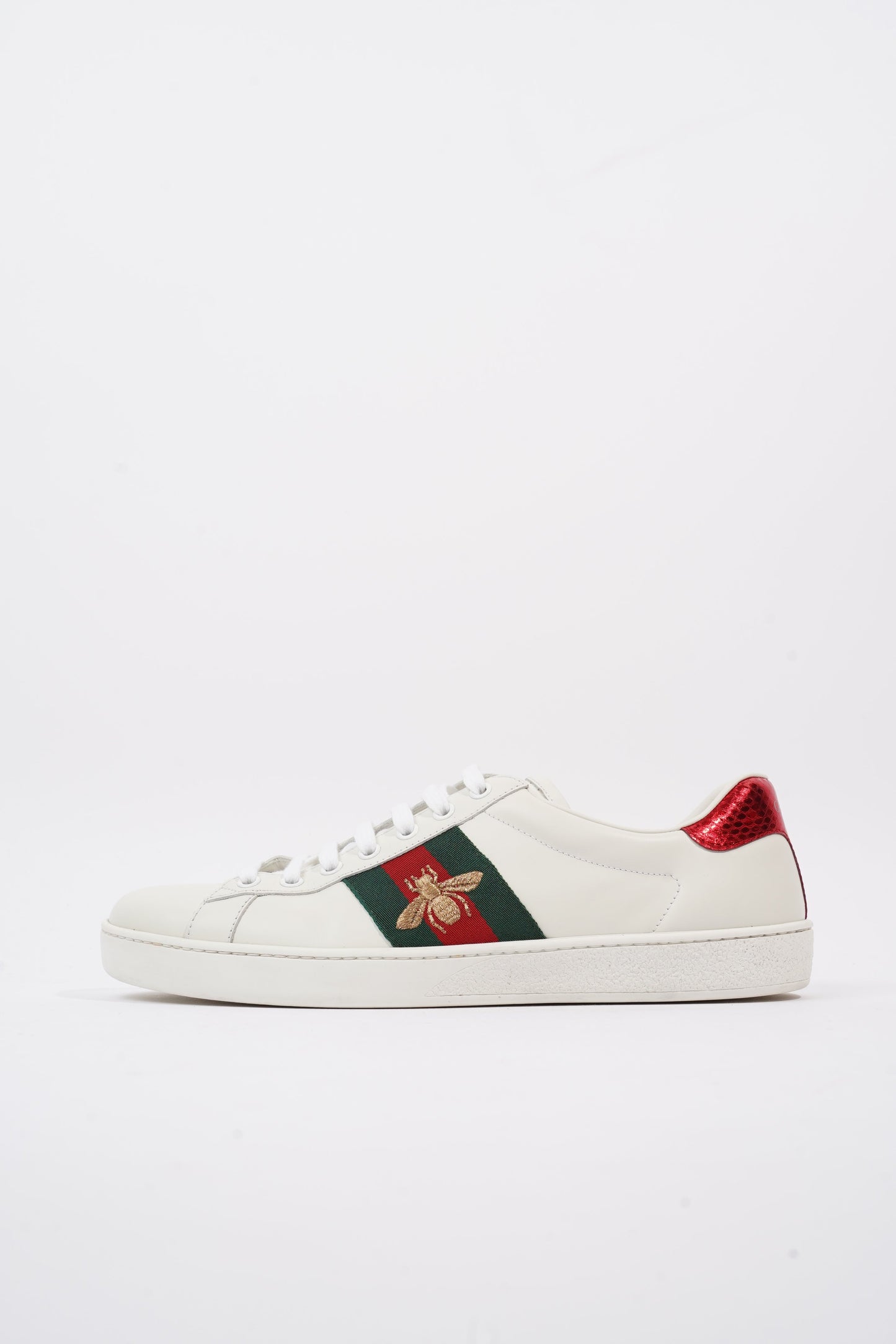 Gucci Ace Embroidered Bee White / Red / Green Leather EU 42 UK 8