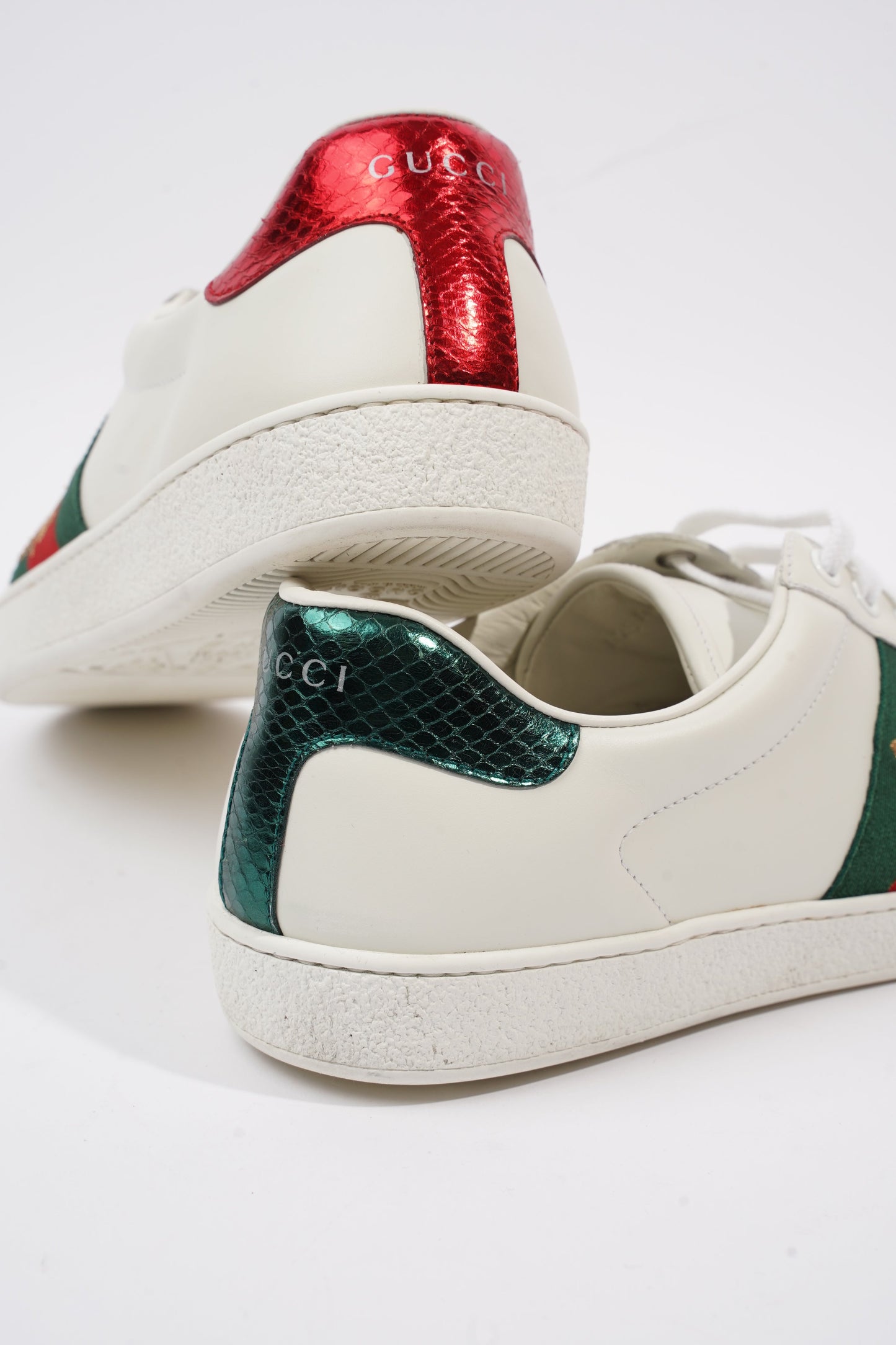 Gucci Ace Embroidered Bee White / Red / Green Leather EU 42 UK 8