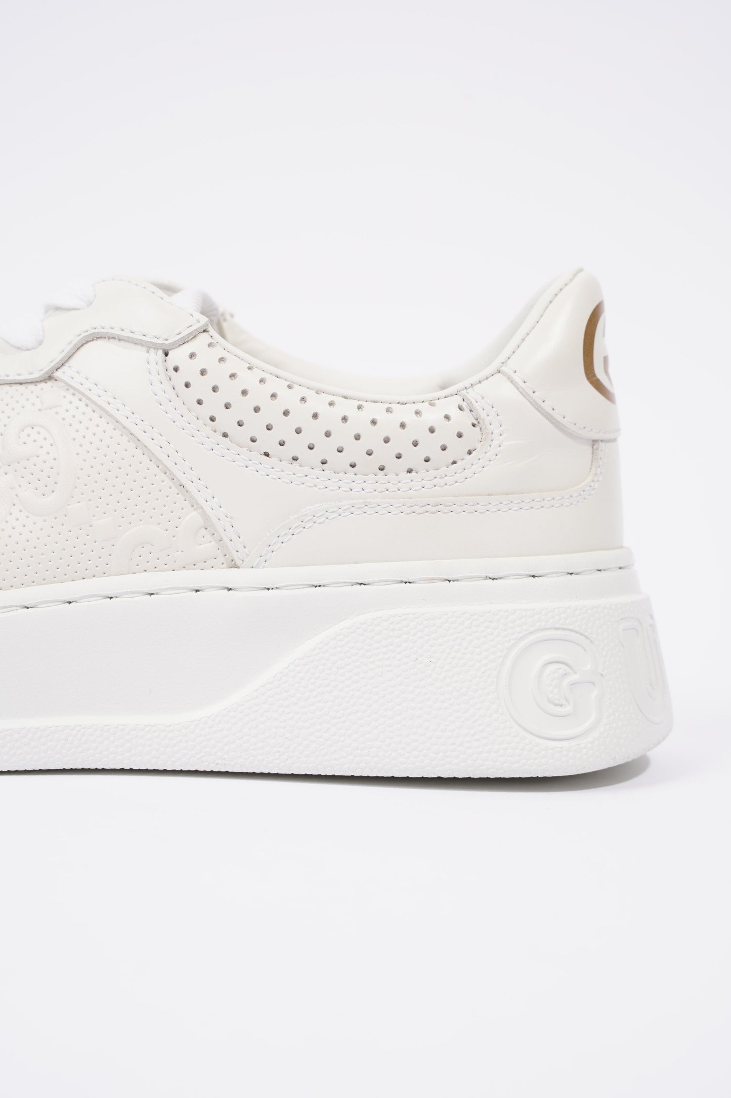 Gucci GG Embossed White Leather EU 38 UK 5