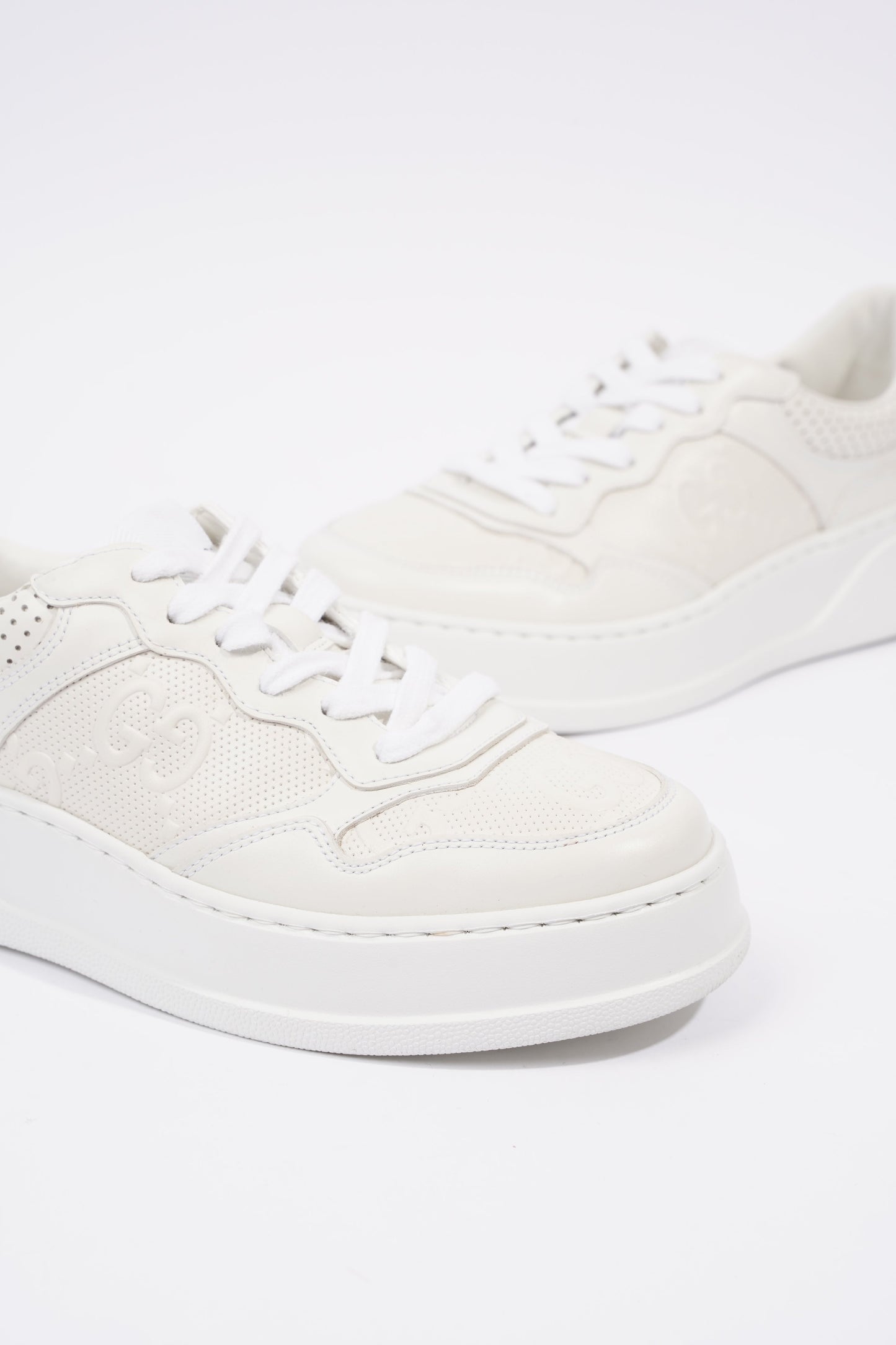 Gucci GG Embossed White Leather EU 38 UK 5