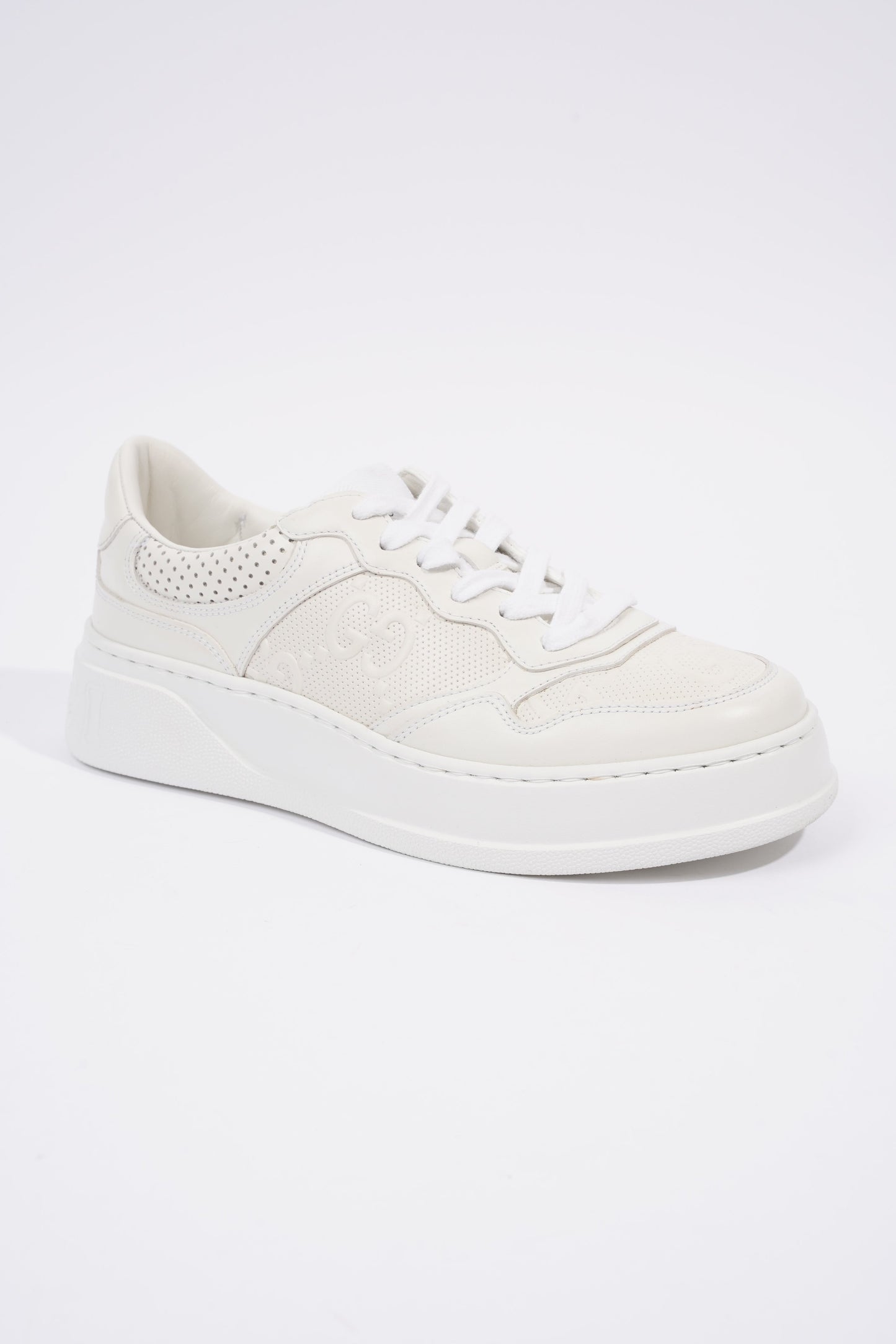 Gucci GG Embossed White Leather EU 38 UK 5