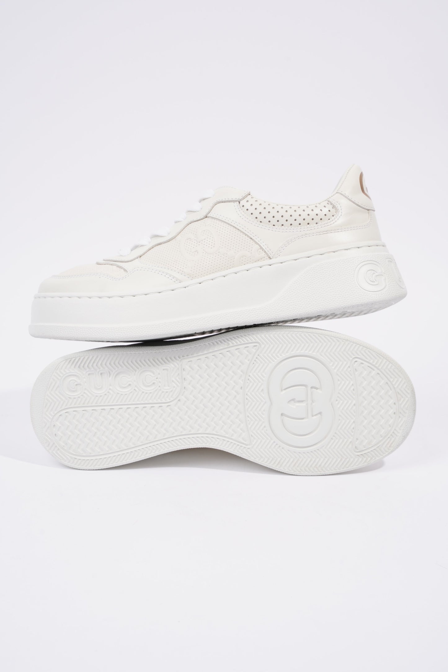 Gucci GG Embossed White Leather EU 38 UK 5