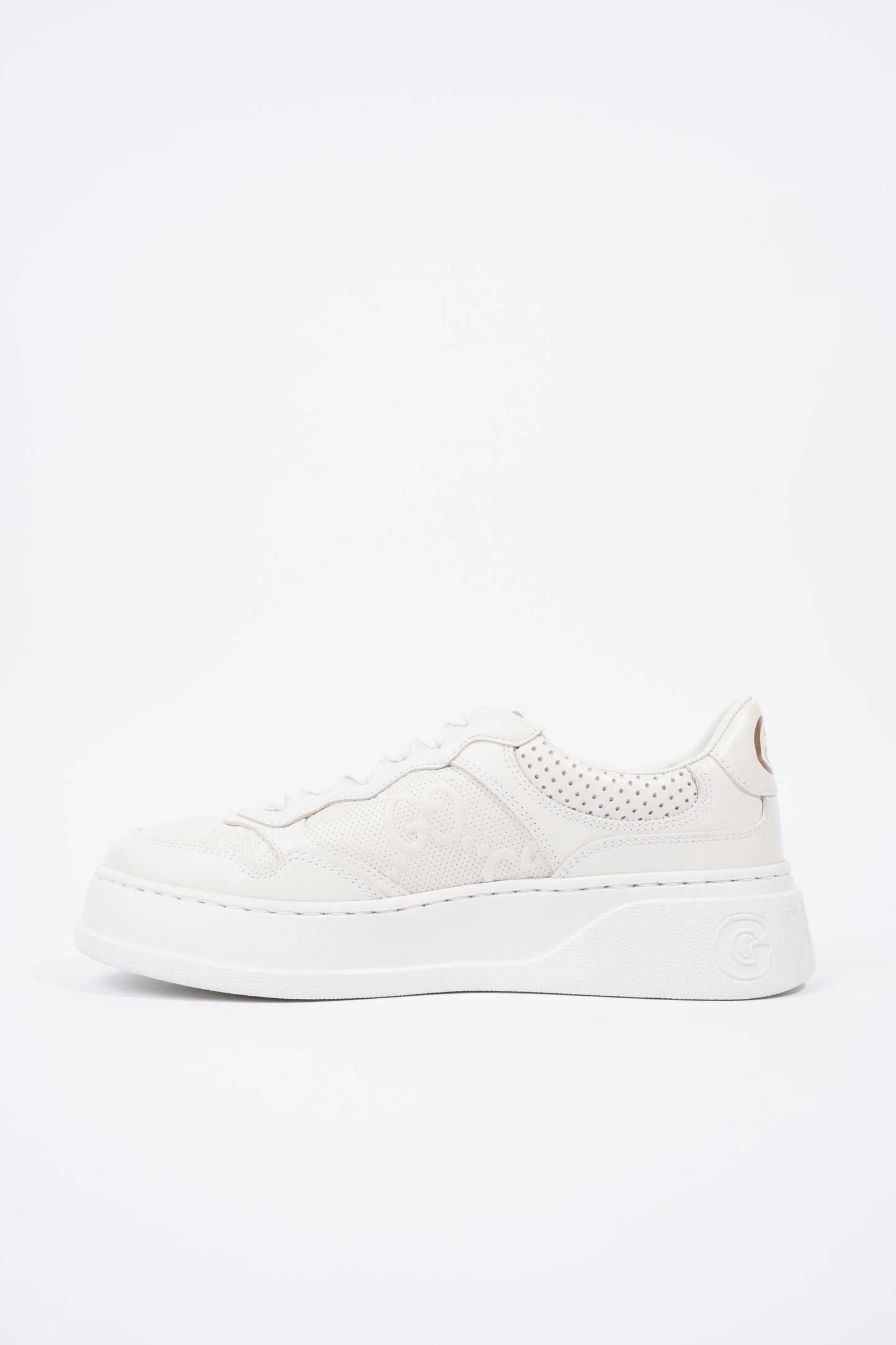 Gucci GG Embossed White Leather EU 38 UK 5