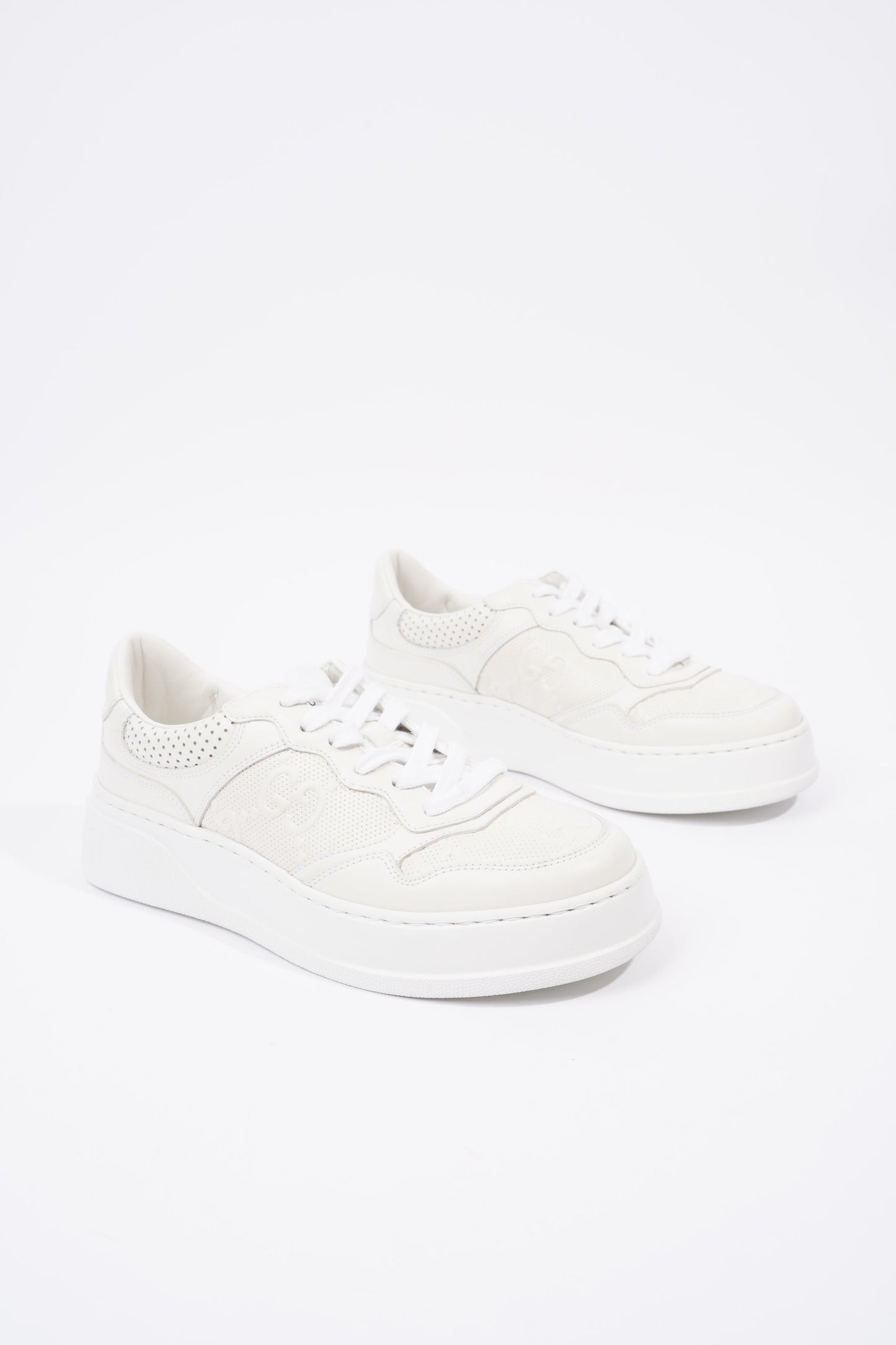 Gucci GG Embossed White Leather EU 38 UK 5
