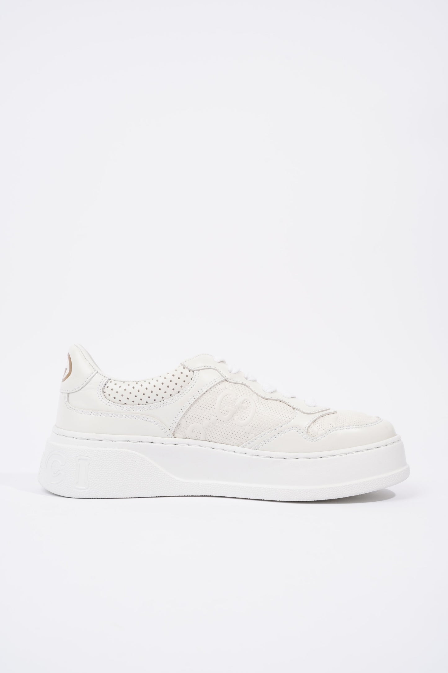 Gucci GG Embossed White Leather EU 38 UK 5