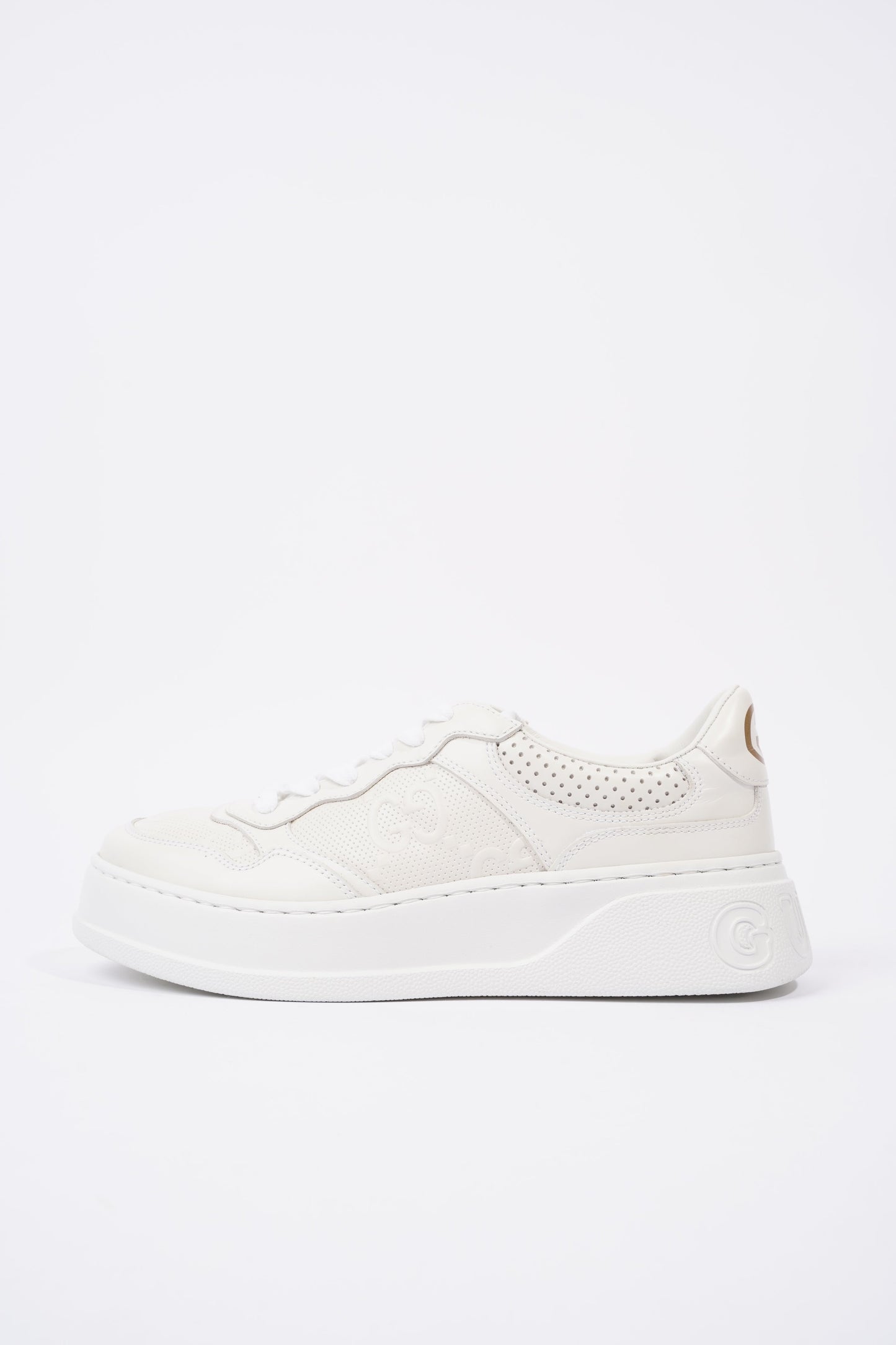 Gucci GG Embossed White Leather EU 38 UK 5
