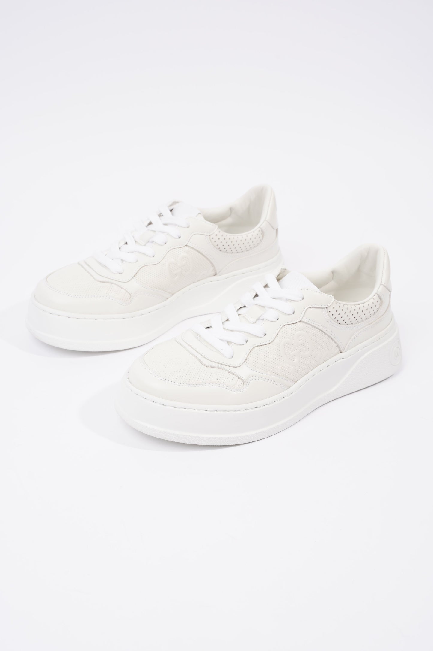 Gucci GG Embossed White Leather EU 38 UK 5