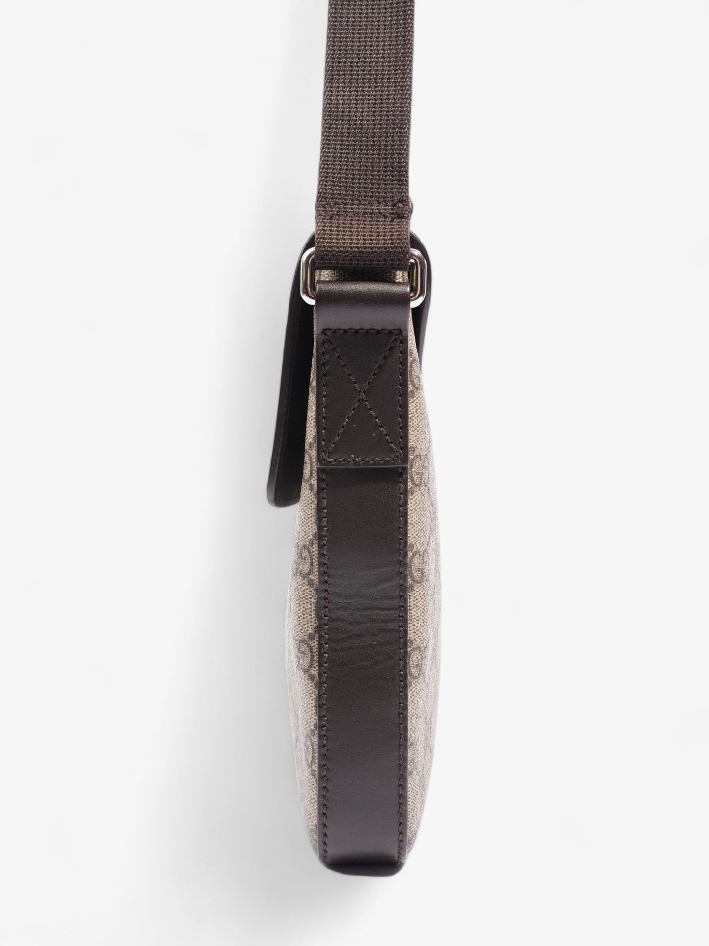 Gucci Classic Flap  Beige And Ebony GG Supreme / Brown Coated Canvas