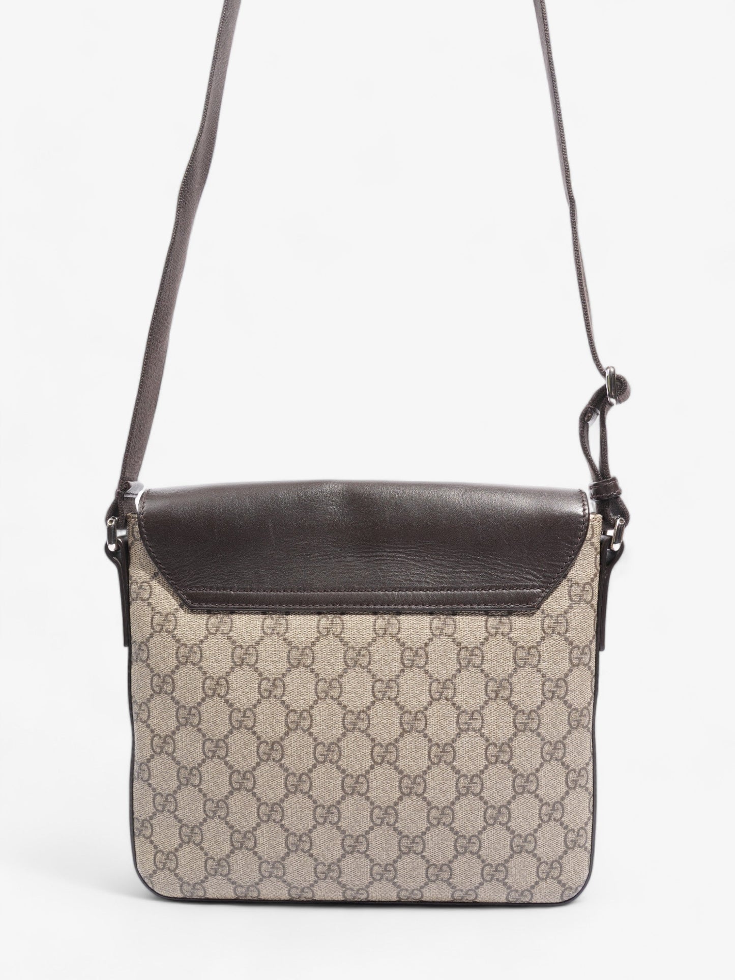 Gucci Classic Flap  Beige And Ebony GG Supreme / Brown Coated Canvas