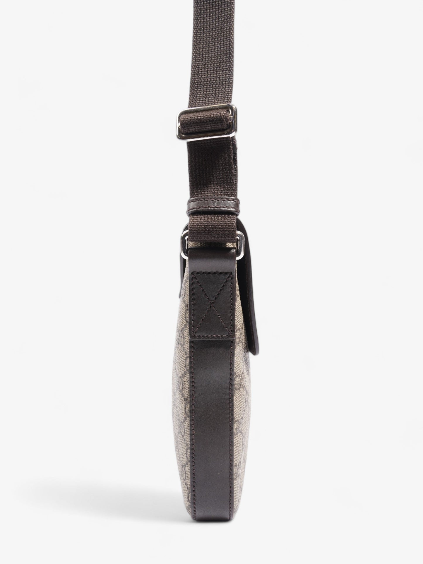 Gucci Classic Flap  Beige And Ebony GG Supreme / Brown Coated Canvas