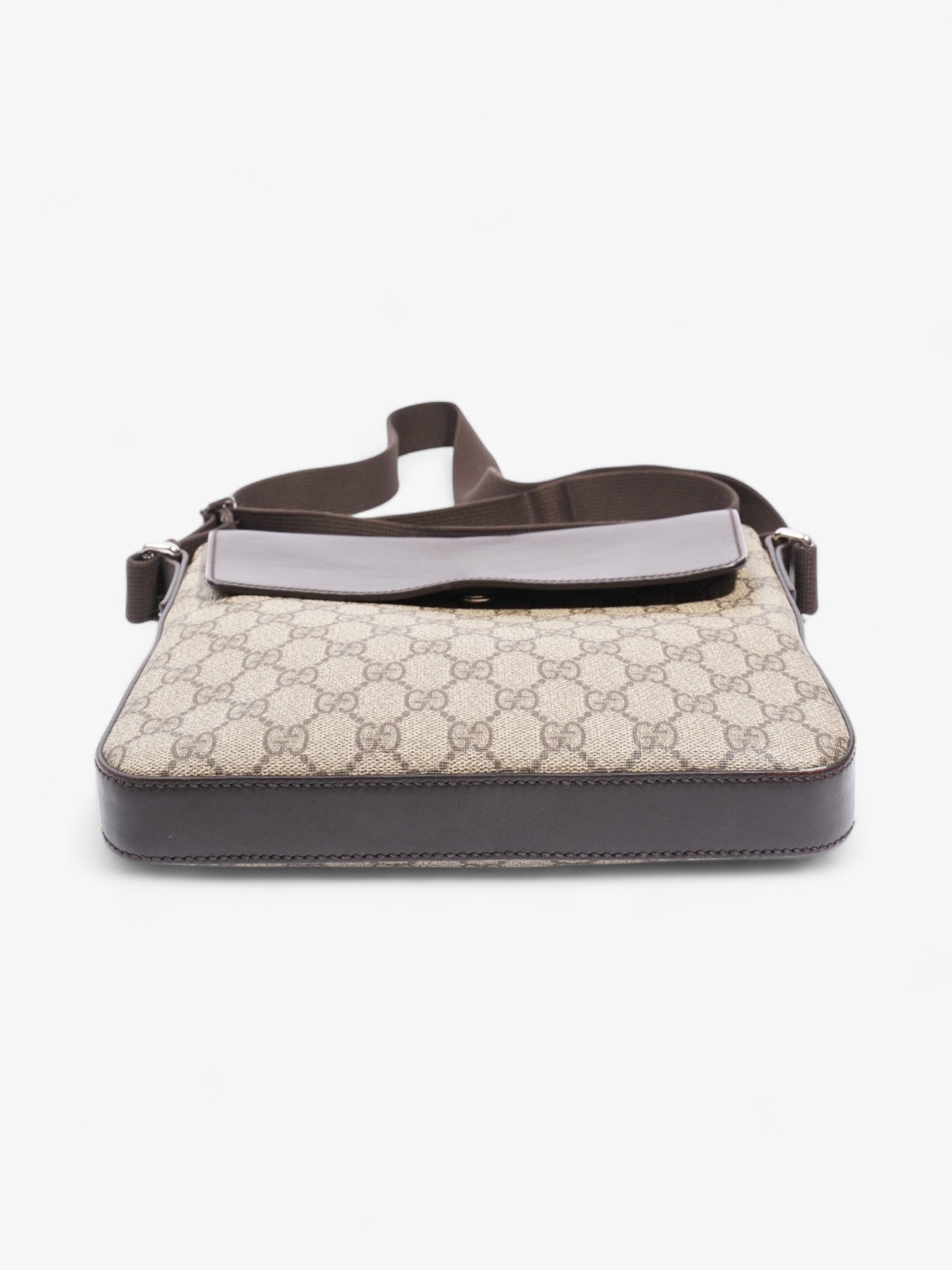 Gucci Classic Flap  Beige And Ebony GG Supreme / Brown Coated Canvas