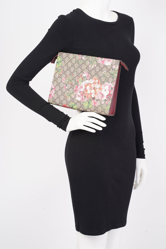 Gucci Gucci Blooms Cosmetic Pouch GG Supreme Floral Coated Canvas Large