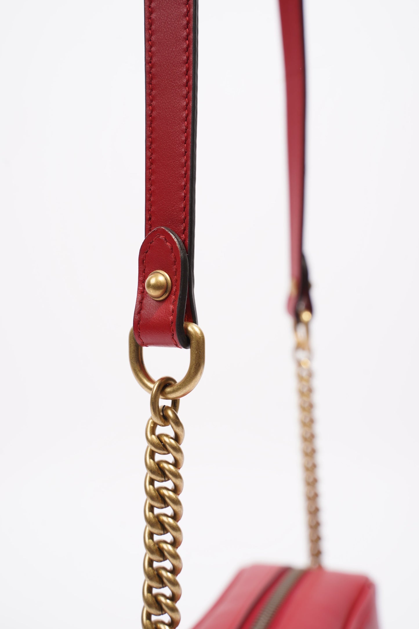 Gucci Marmont Zip Red Matelasse Leather Mini