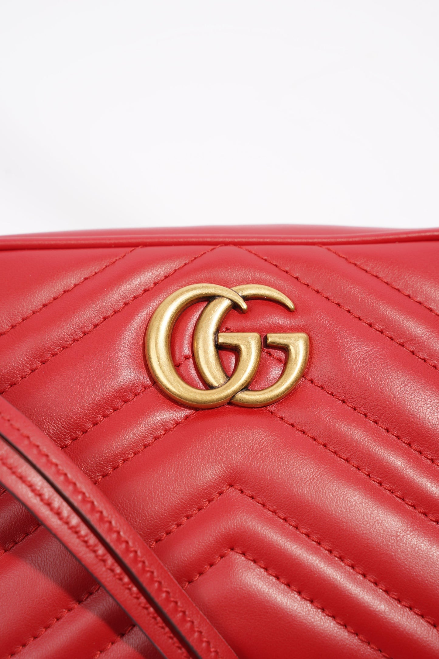Gucci Marmont Zip Red Matelasse Leather Mini