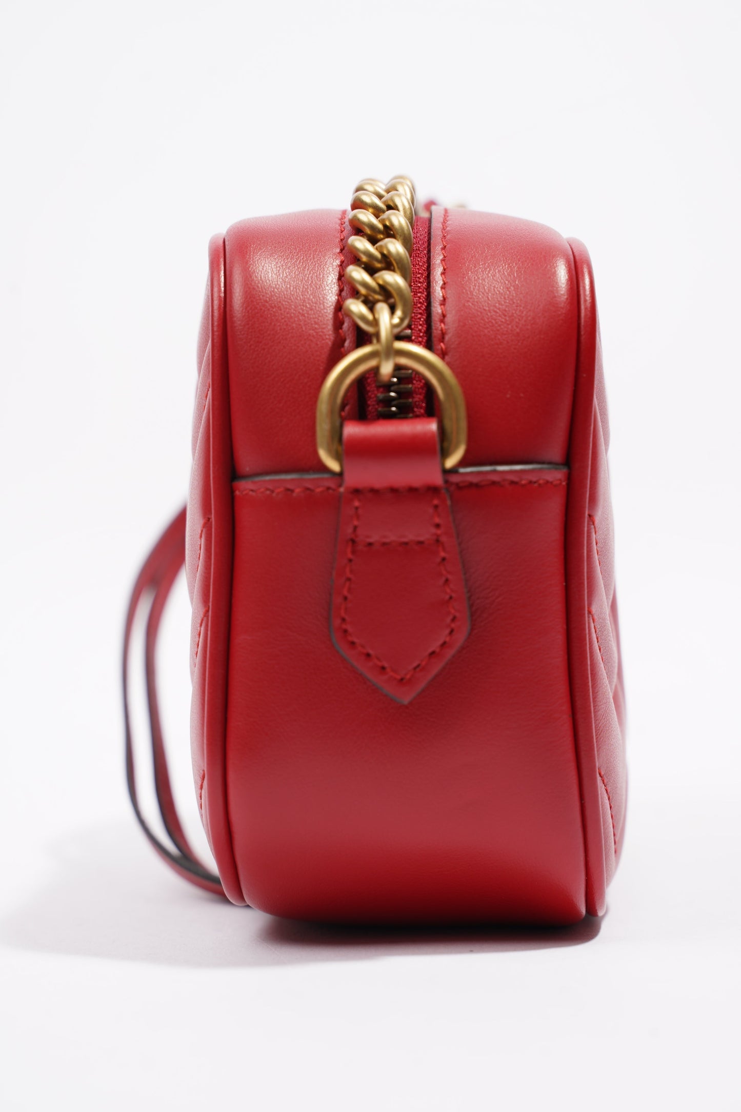 Gucci Marmont Zip Red Matelasse Leather Mini