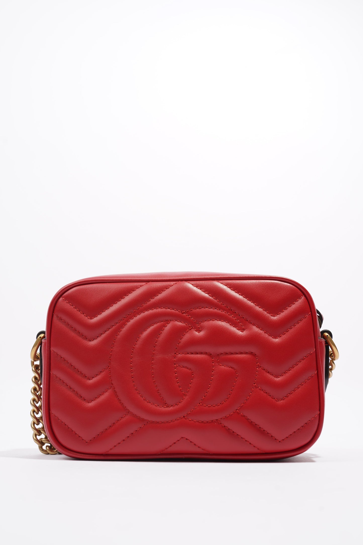 Gucci Marmont Zip Red Matelasse Leather Mini