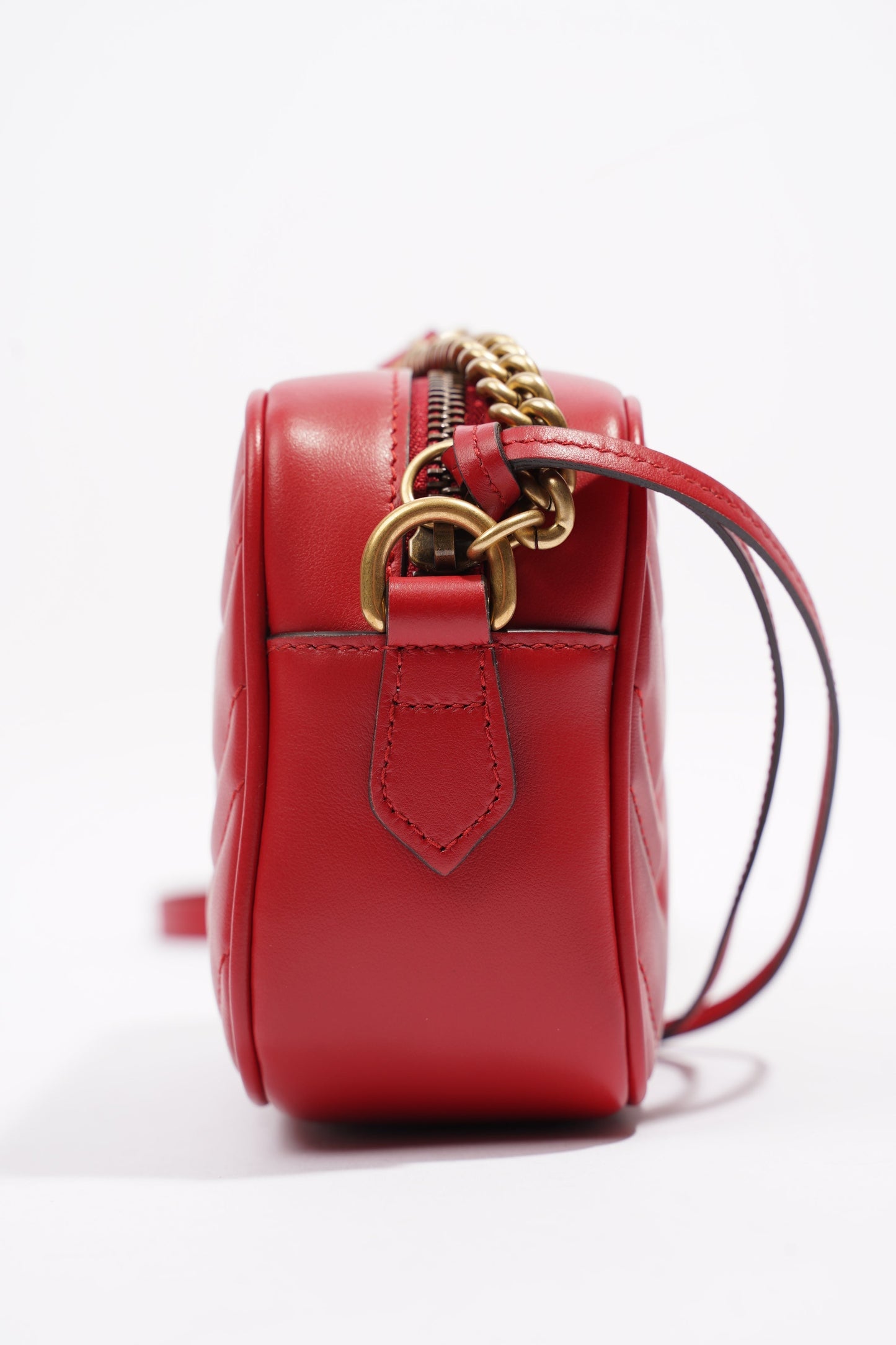 Gucci Marmont Zip Red Matelasse Leather Mini
