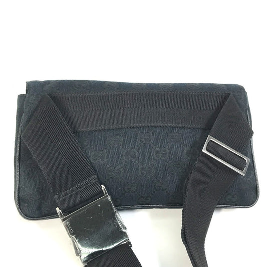 GUCCI Waist bag 146304 GG canvas / leather black GG Belt bag mens Used