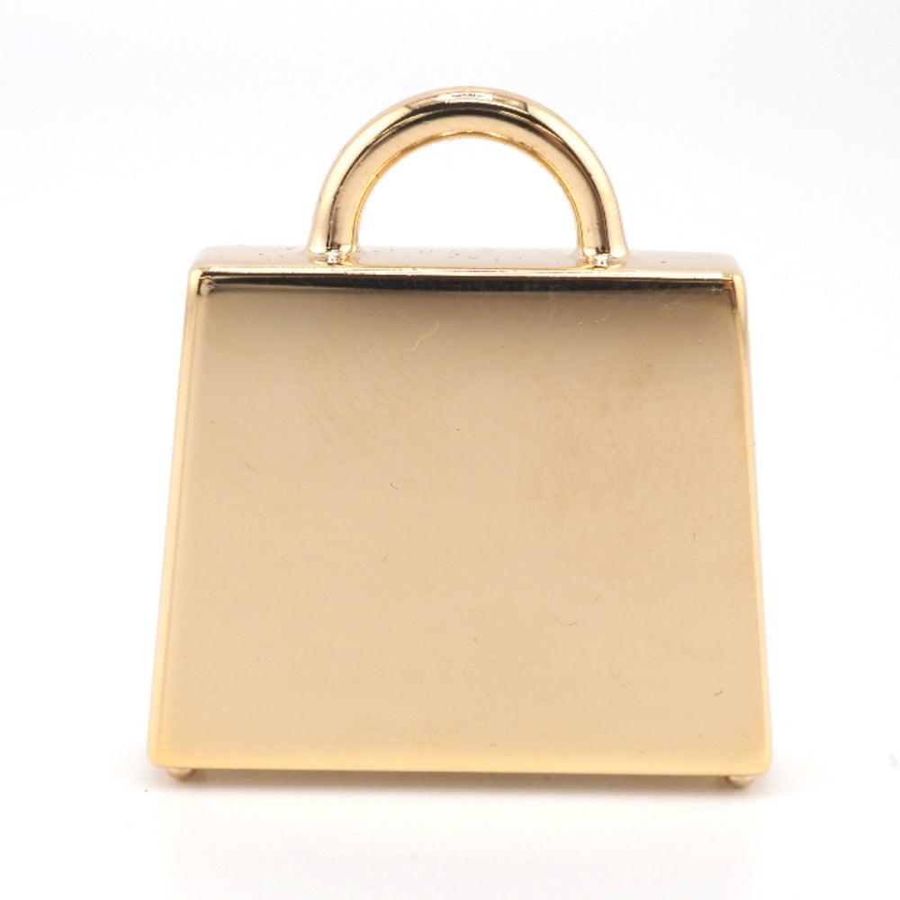 HERMES Necklace 071667FD gold black Pendant top Kelly Curiosity