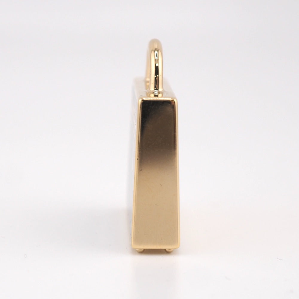 HERMES Necklace 071667FD gold black Pendant top Kelly Curiosity