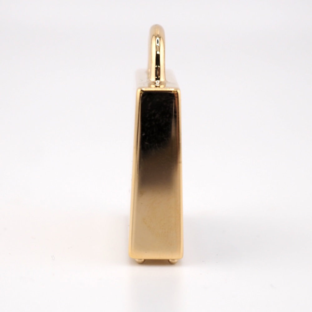 HERMES Necklace 071667FD gold black Pendant top Kelly Curiosity