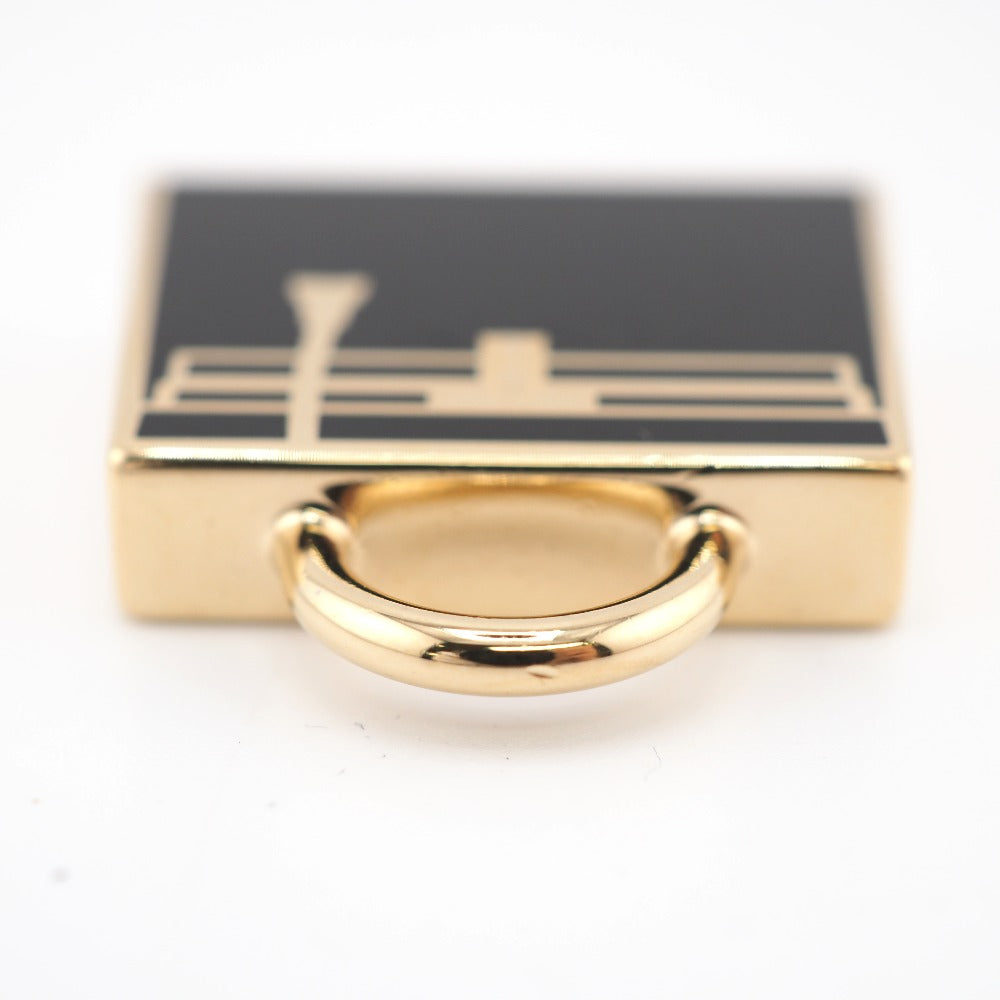 HERMES Necklace 071667FD gold black Pendant top Kelly Curiosity