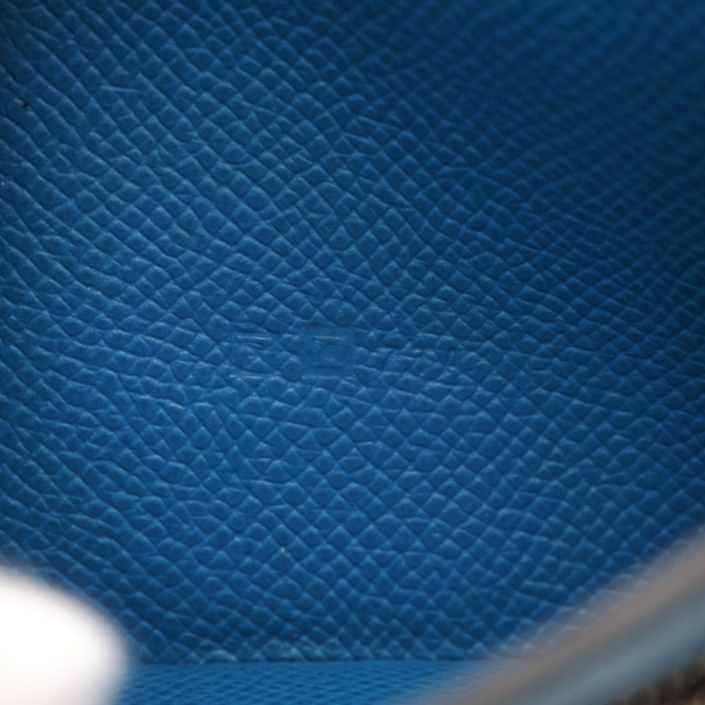 HERMES Long Wallet Purse Epsom blue Bane Souffle Women Used