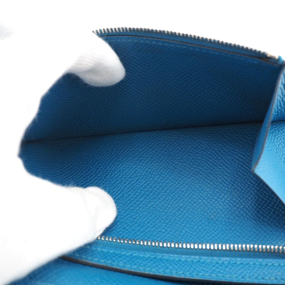 HERMES Long Wallet Purse Epsom blue Bane Souffle Women Used