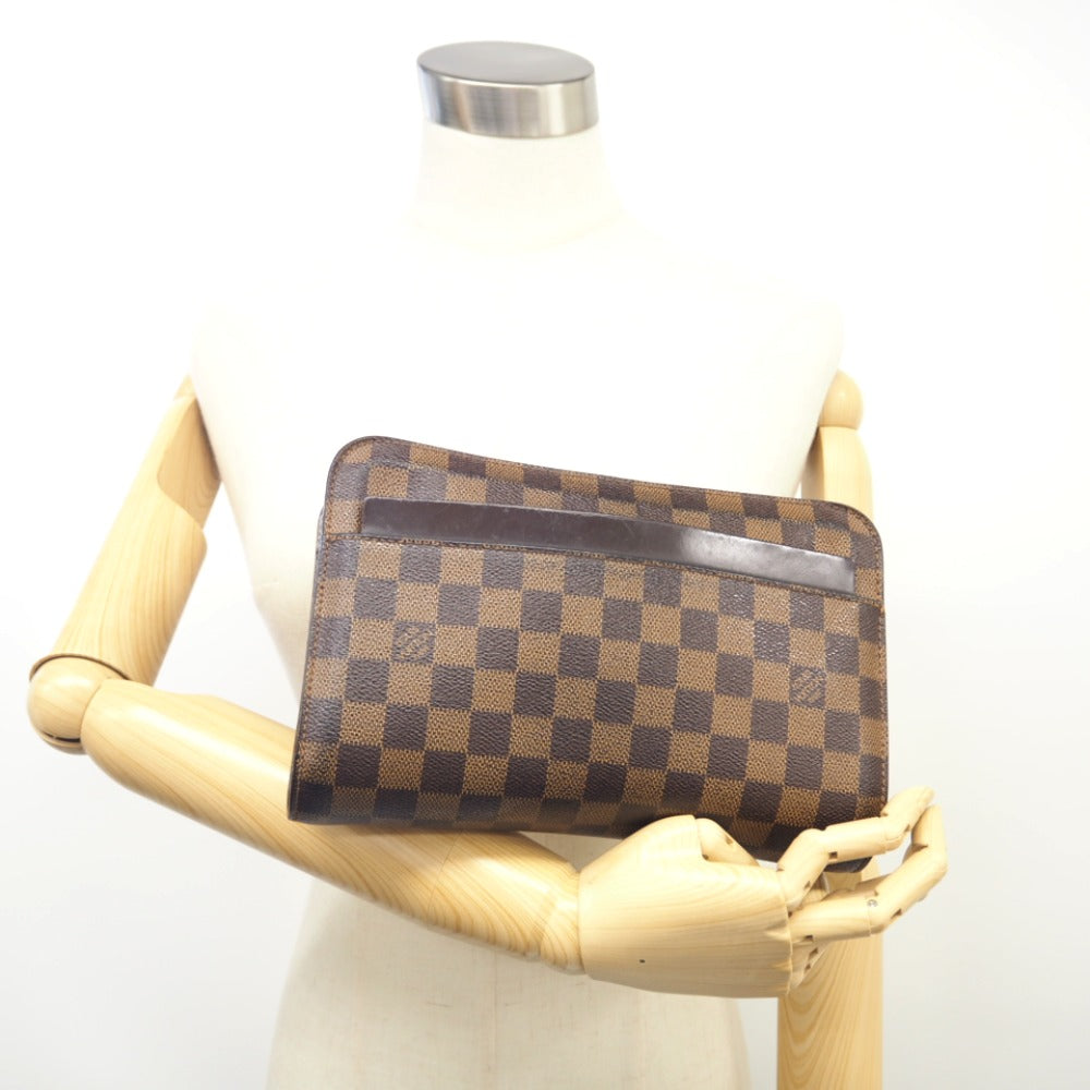 LOUIS VUITTON business bag N51993 leather Brown Clutch bag Damier Saint Louis mens Used